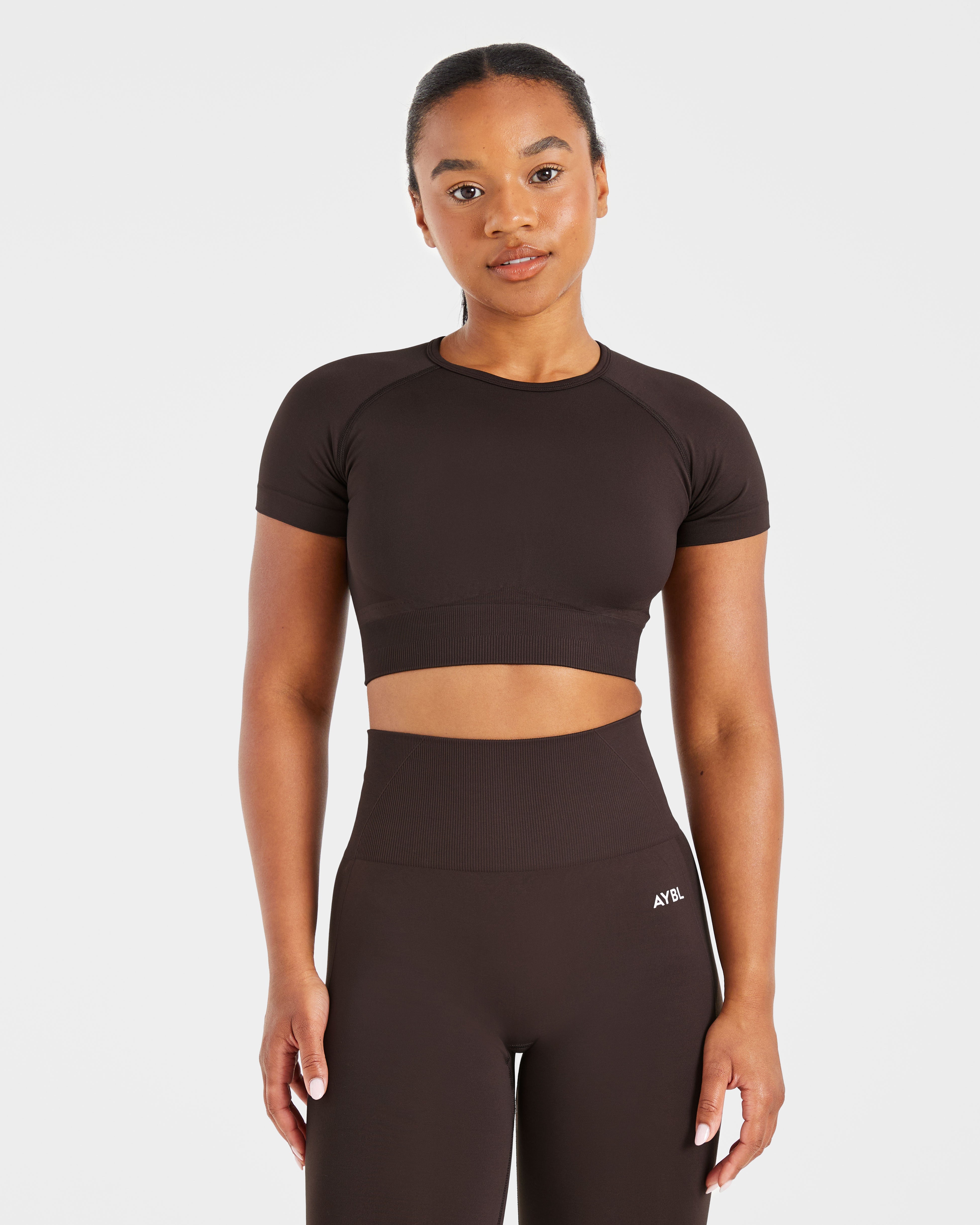 Crop Top Sin Costuras Empower - Café Oscuro