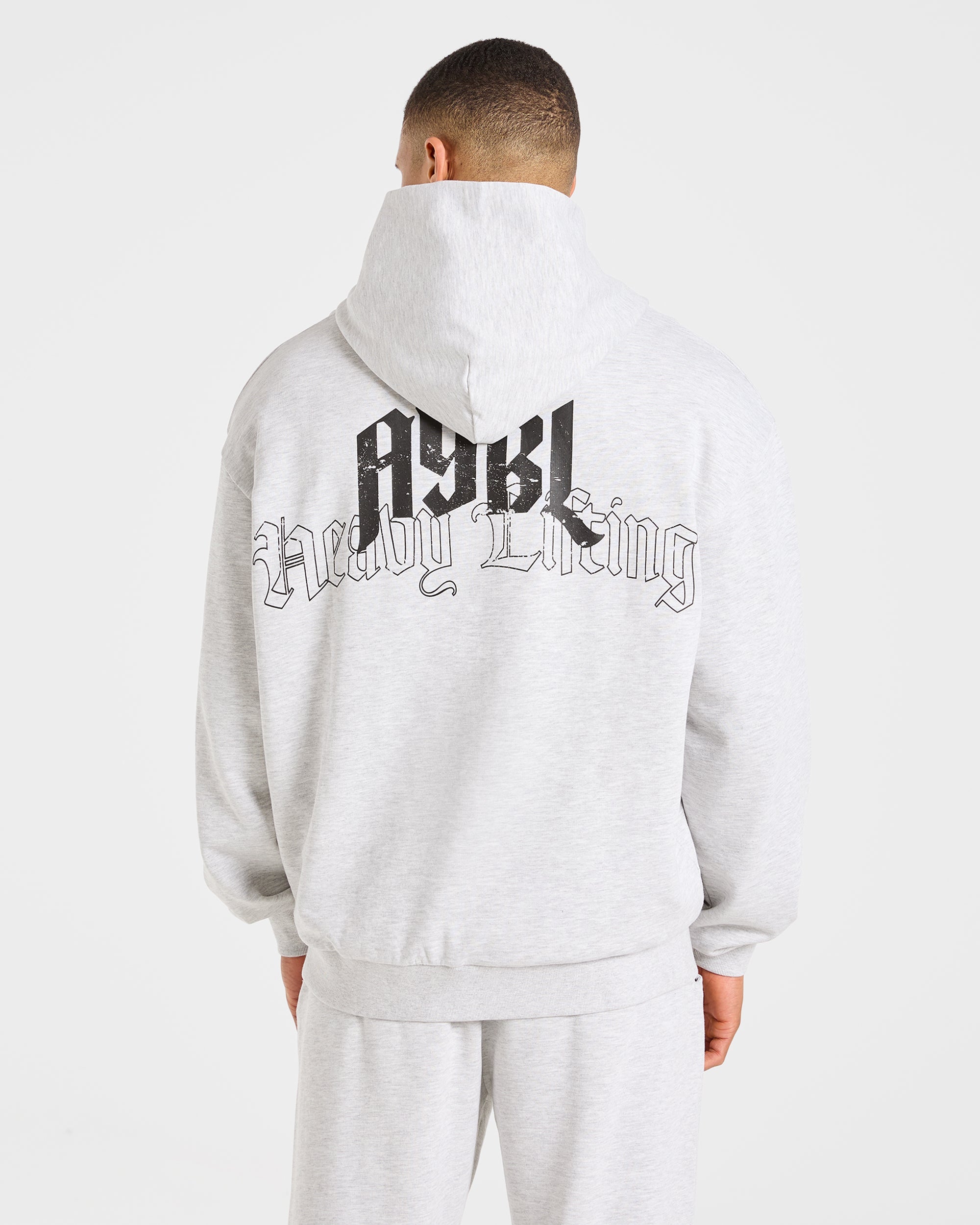 Sudadera Oversized Gótica para Levantamiento de Pesas - Gris Marfil