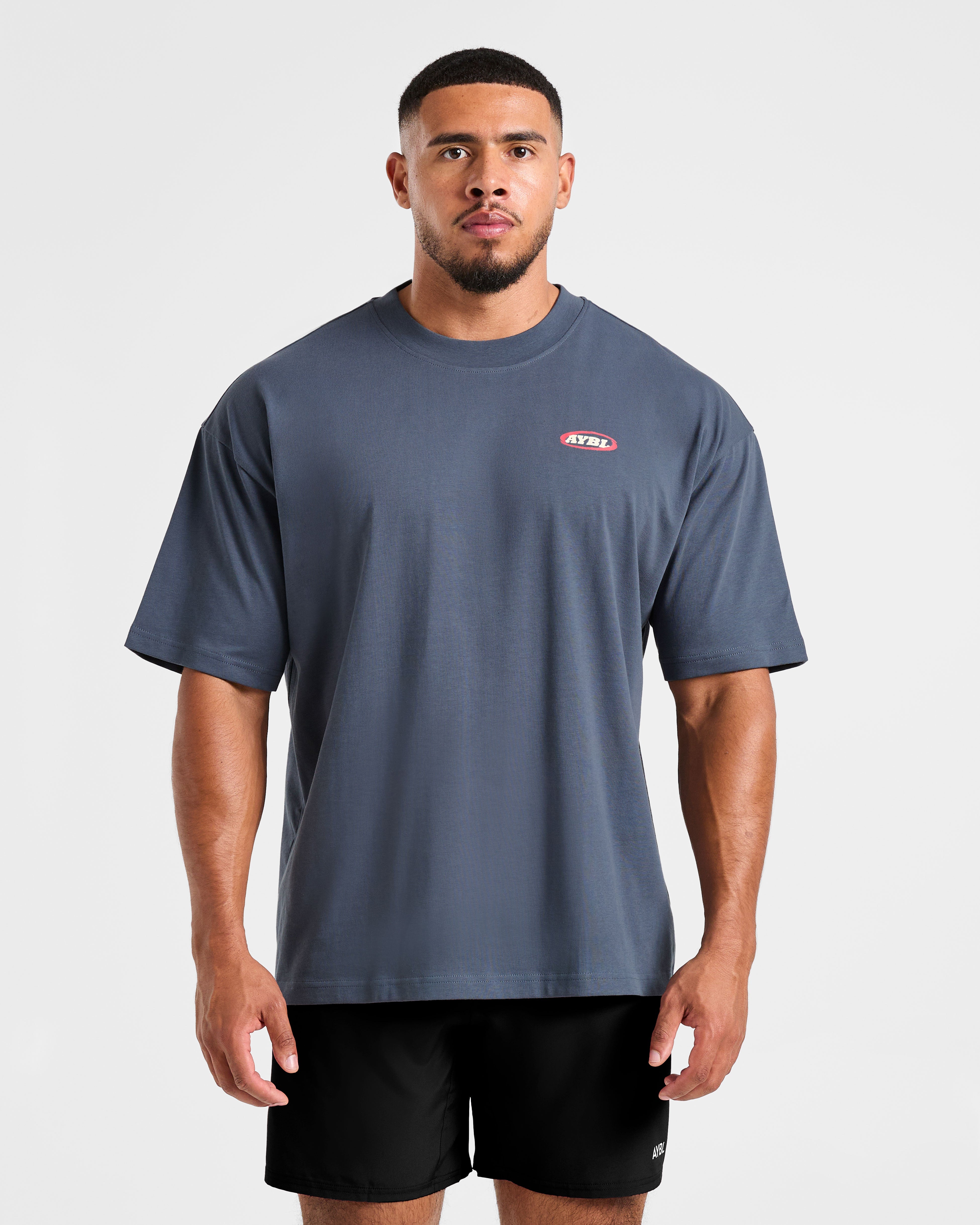 Camiseta Oversized con Estilo Athletics - Azul Vintage