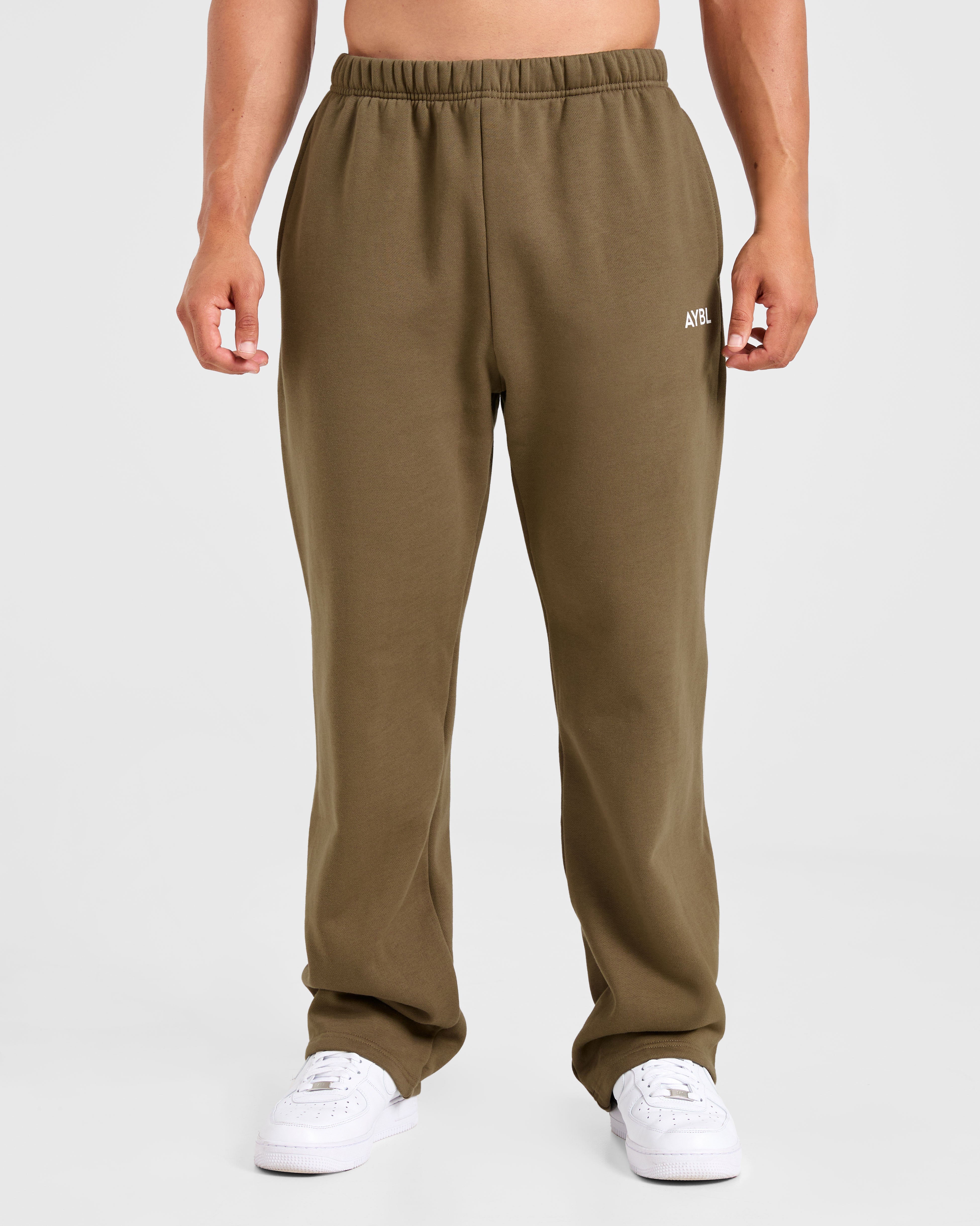 Pantalones Jogger Rectos Amplios Esenciales - Verde Oliva