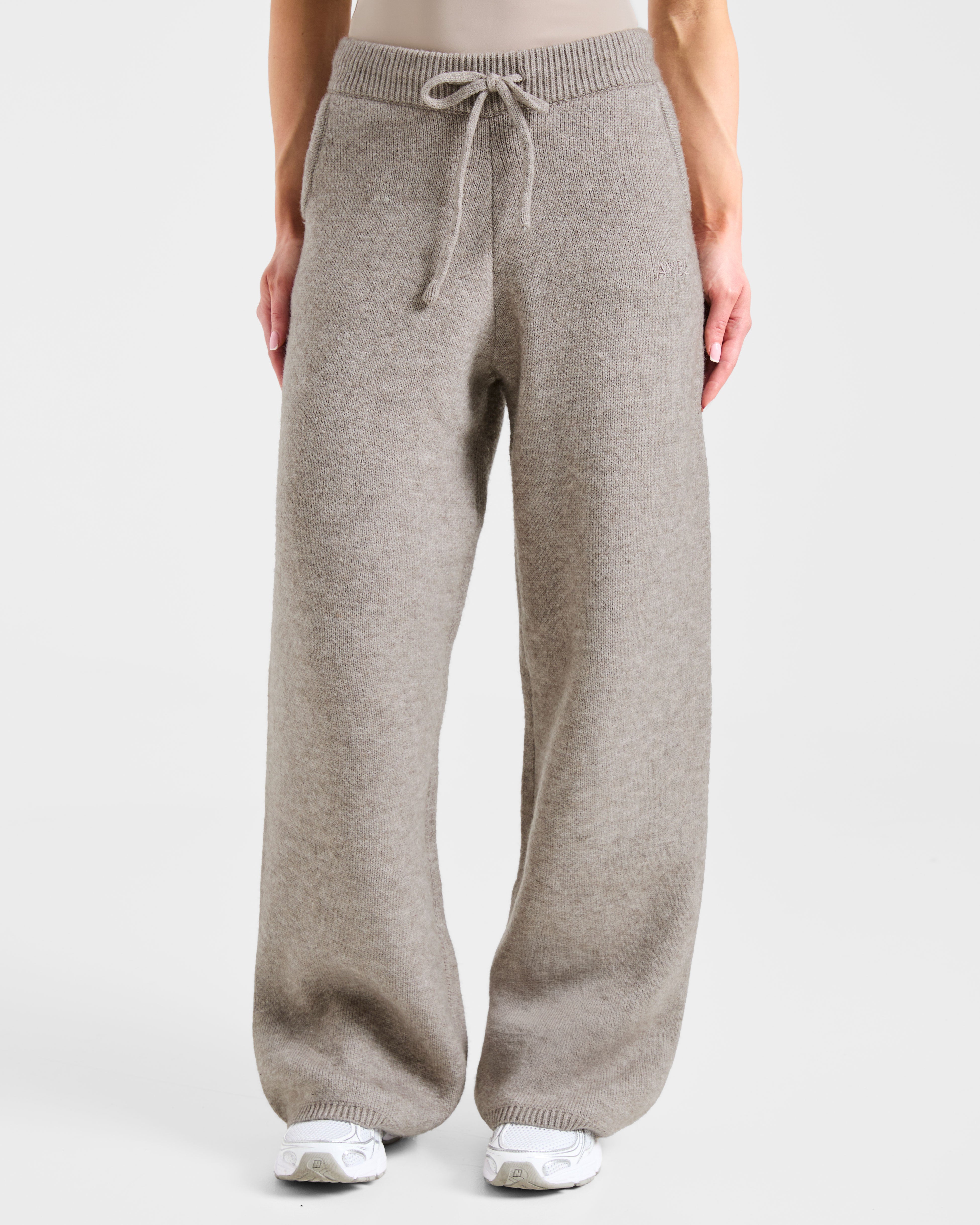 Pantalones Jogger Oversized de Punto Suave - Marrón Marl