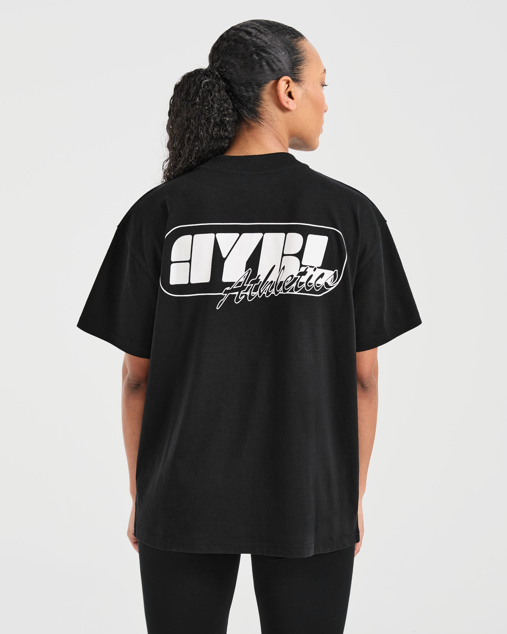 Camiseta Oversized Retro de Atletismo - Negro