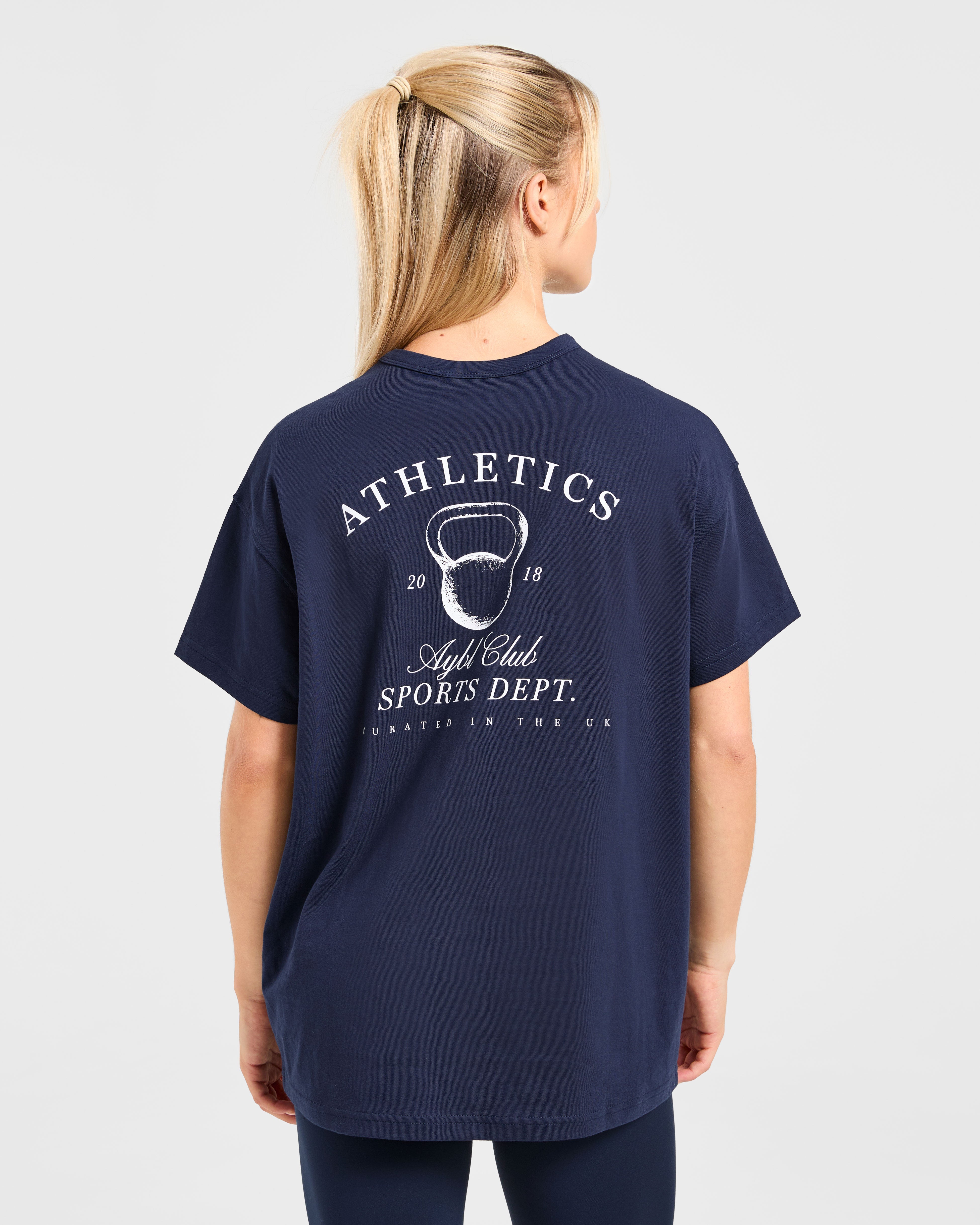 Camiseta Oversized del Departamento Deportivo de Atletismo - Azul Marino