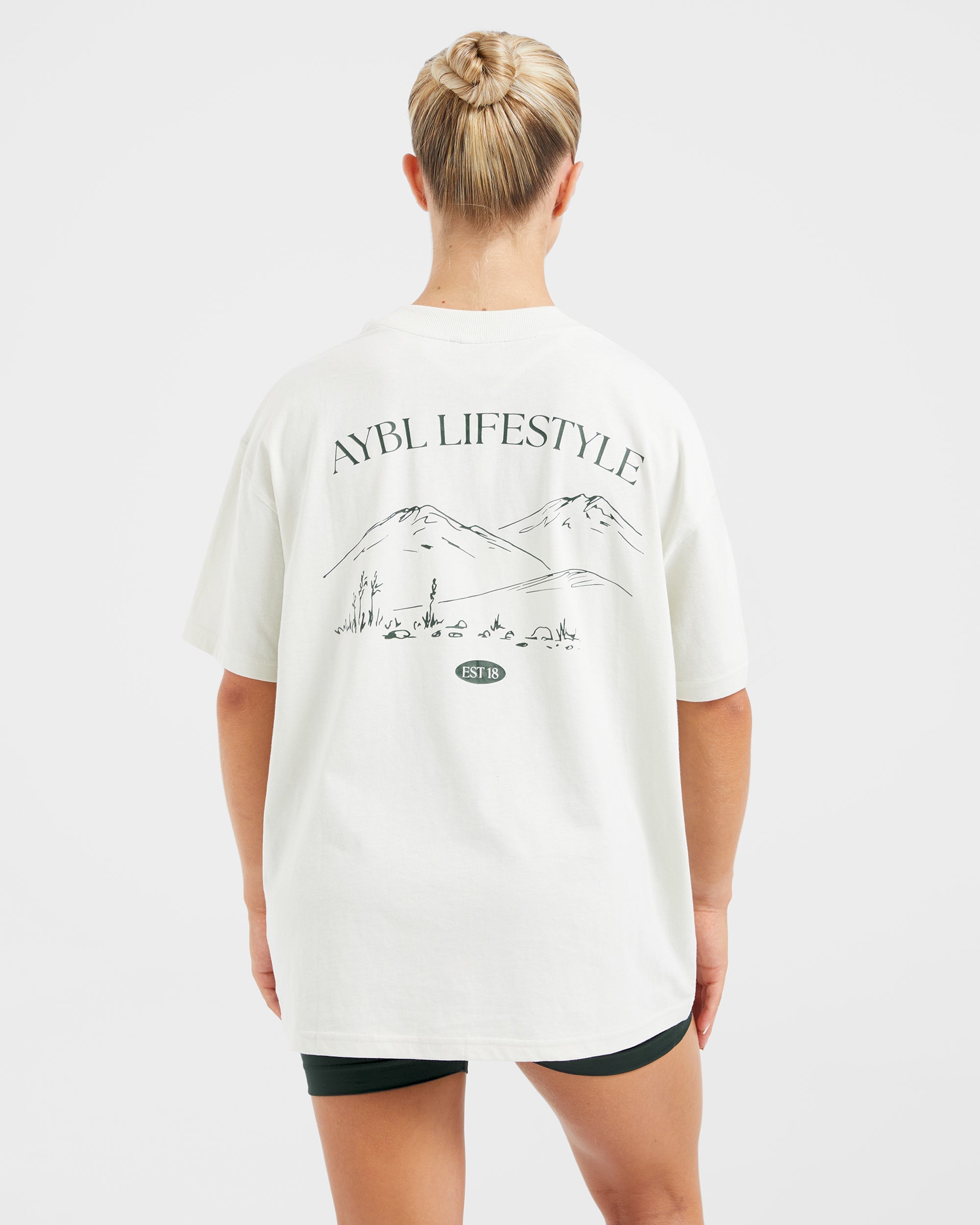 Camiseta Oversized Lifestyle AYBL - Blanco Oficial/Bosque