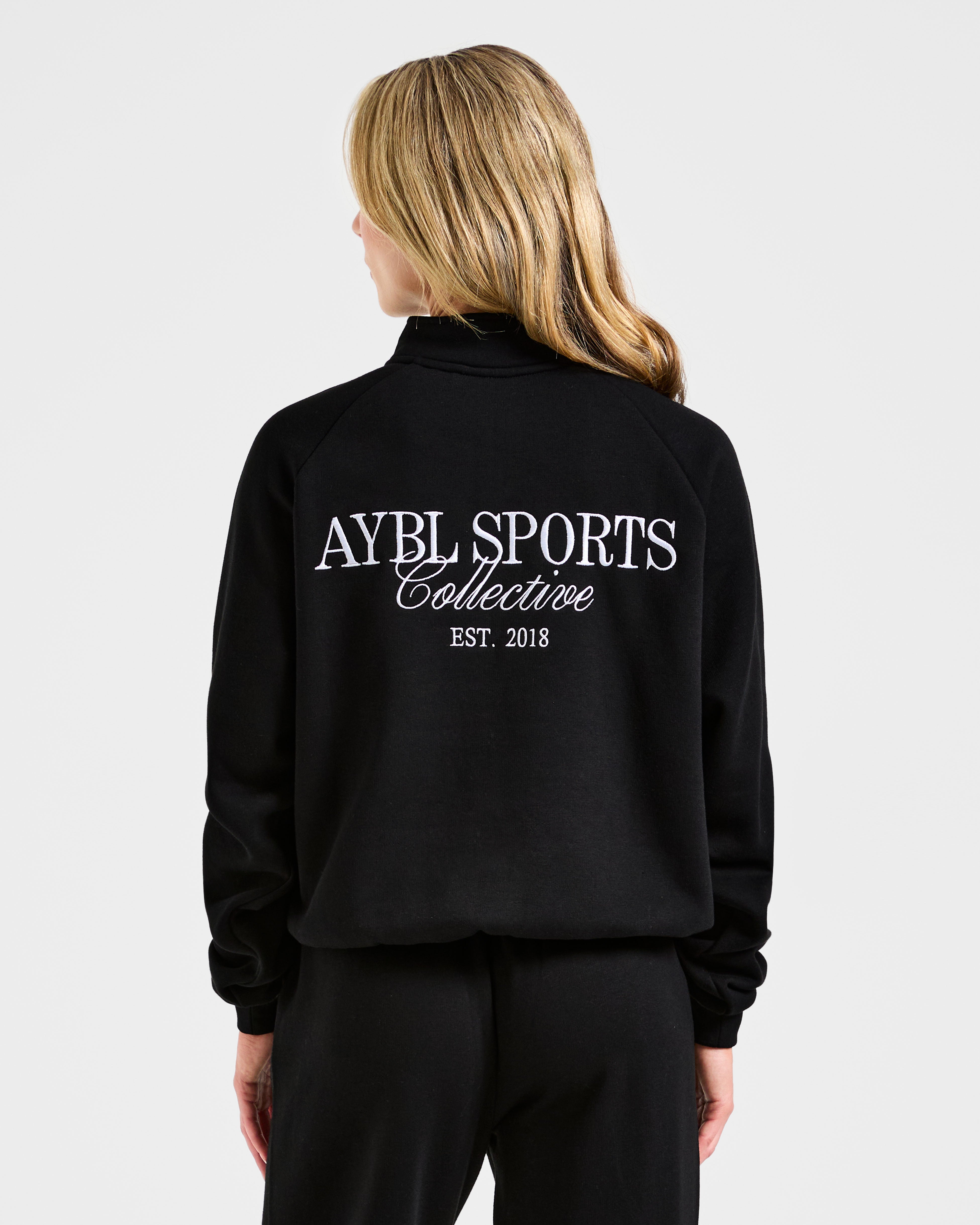 Sports Collective Pullover Oversized de 1/4 Cierre - Negro