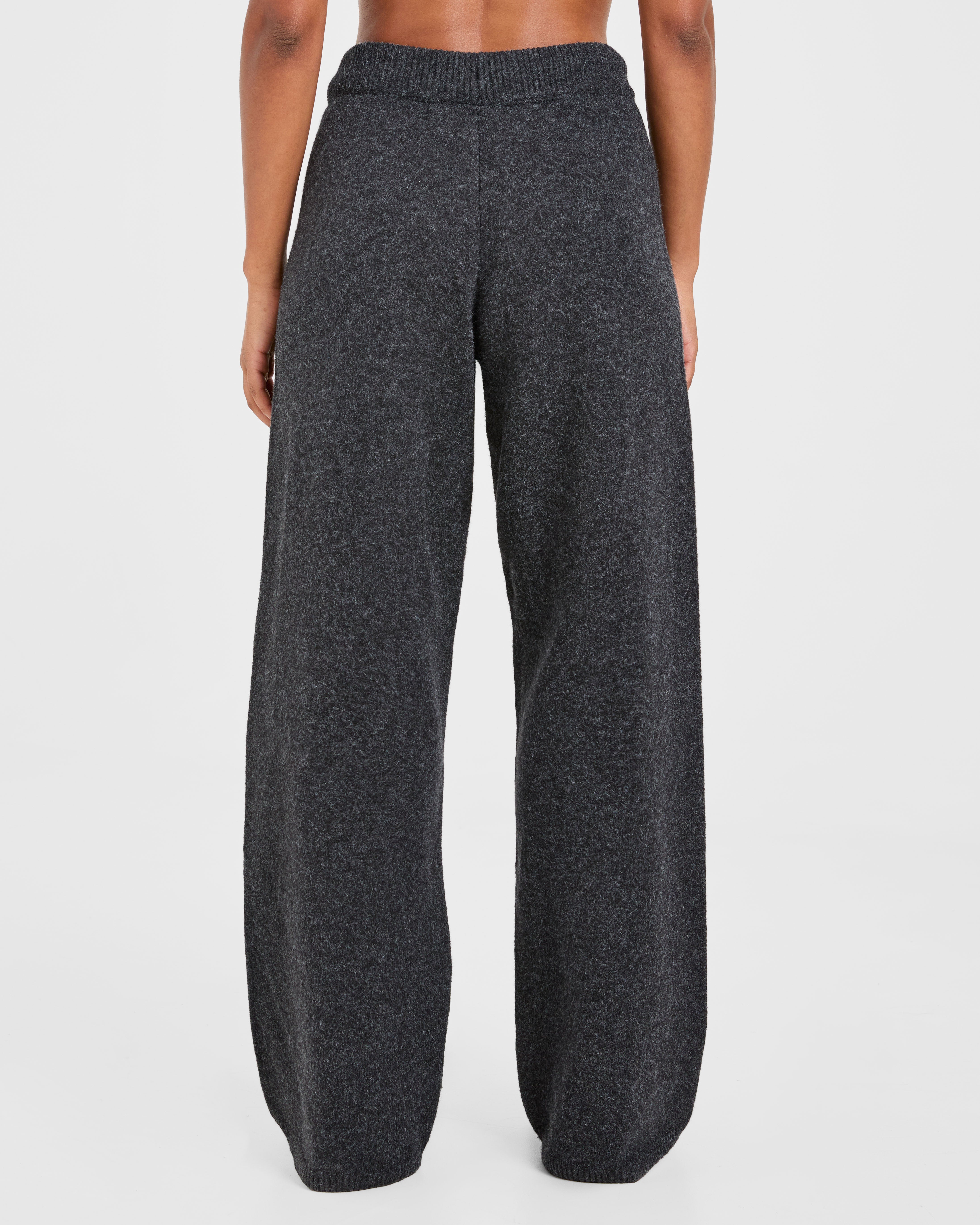 Pantalones Jogger de Punto Oversized Varsity - Gris Oscuro
