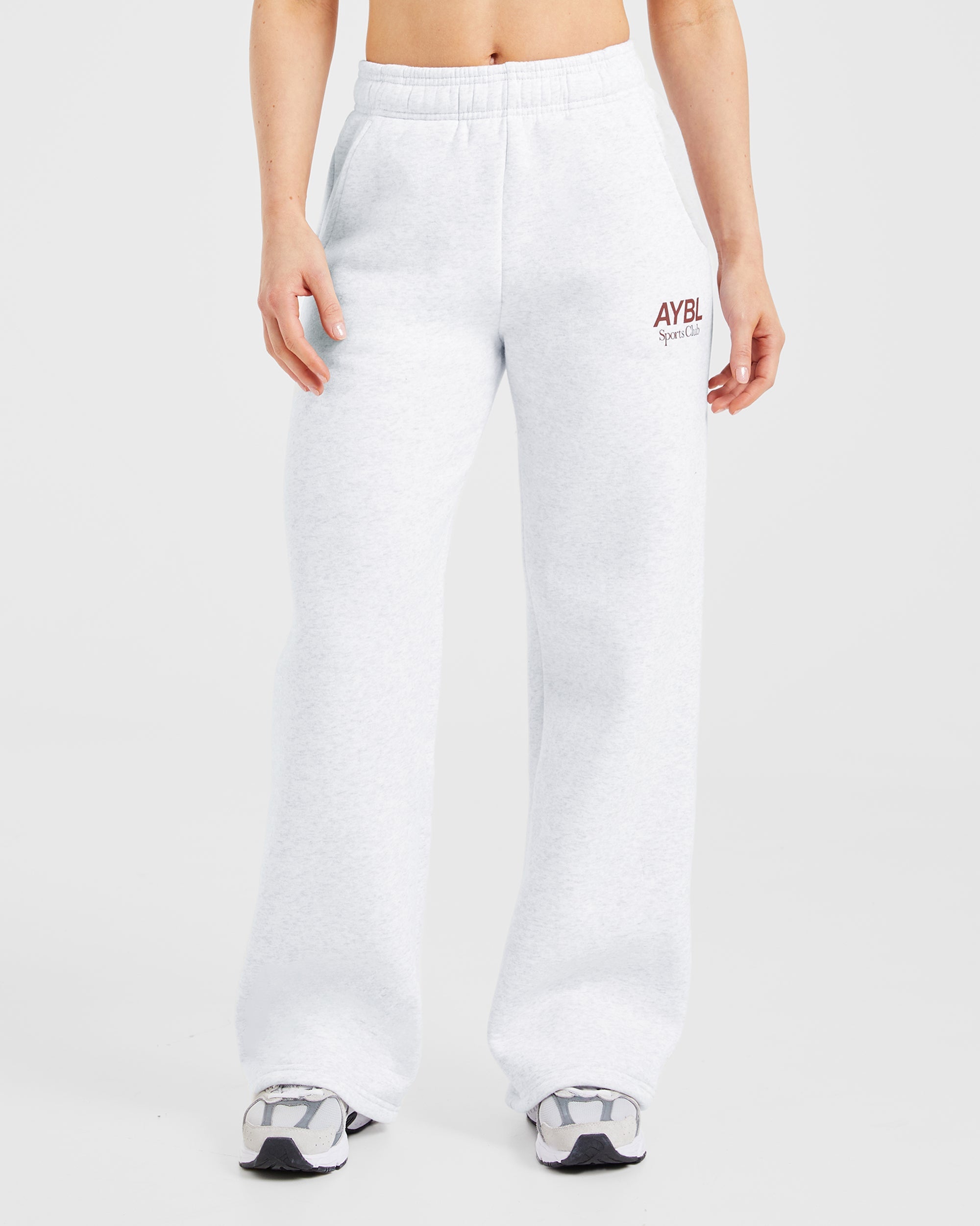 Pantalones Jogger Oversized de Pierna Recta del Club Deportivo AYBL - Gris Miel/Borgoña
