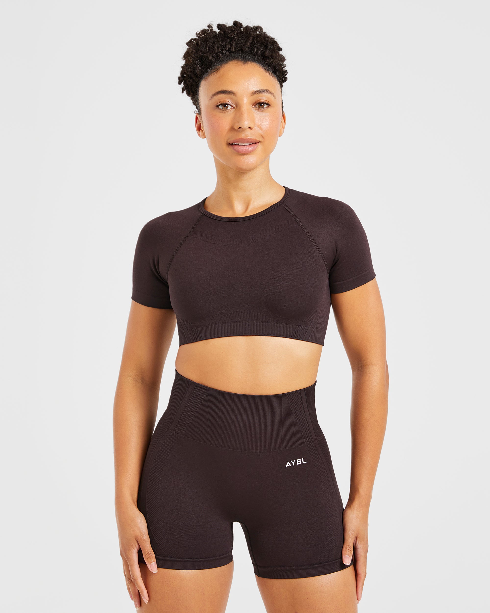 Crop Top Sin Costuras Balance V3 - Marrón Oscuro