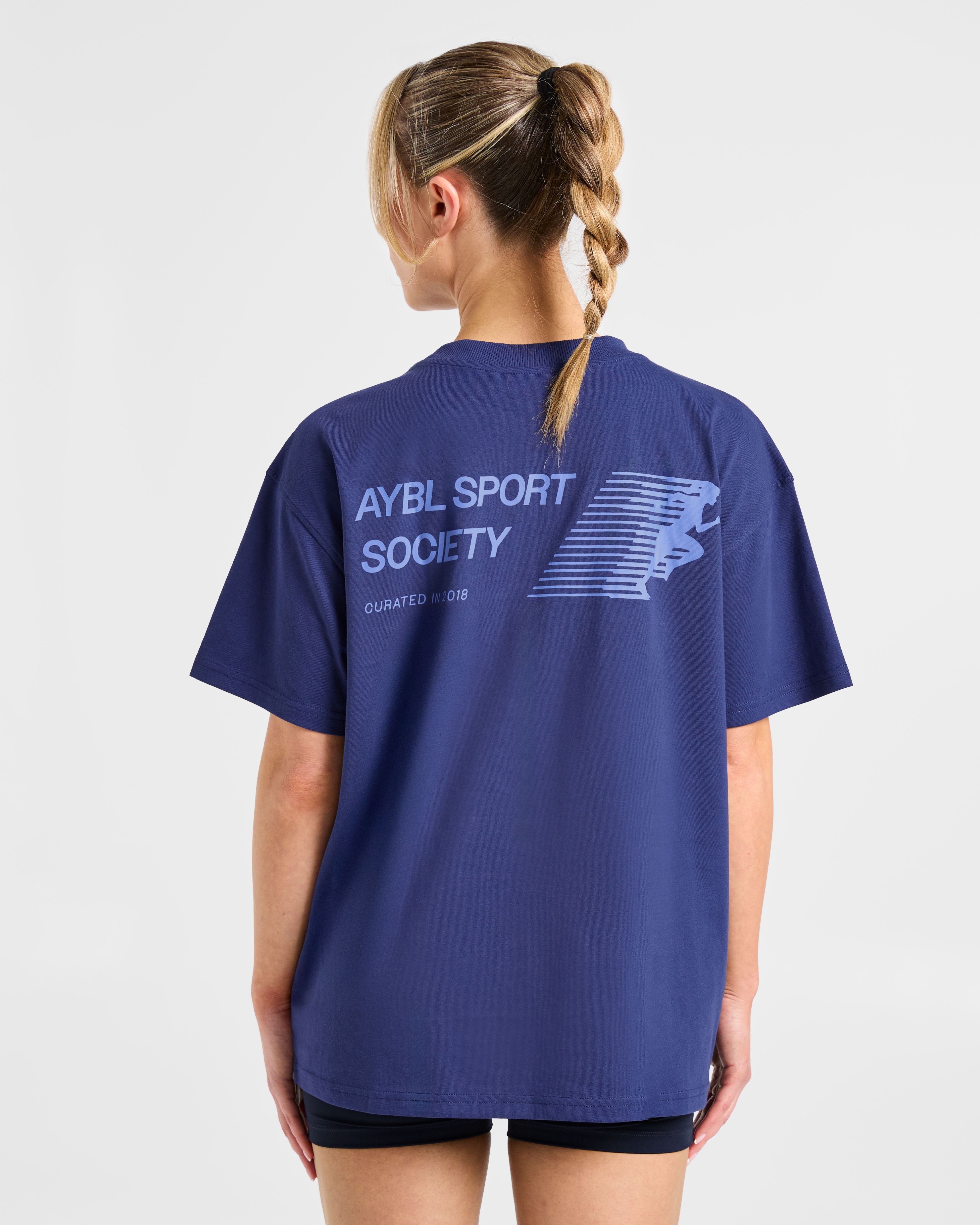 Camiseta Oversized Sport Society - Azul Marino Apagado