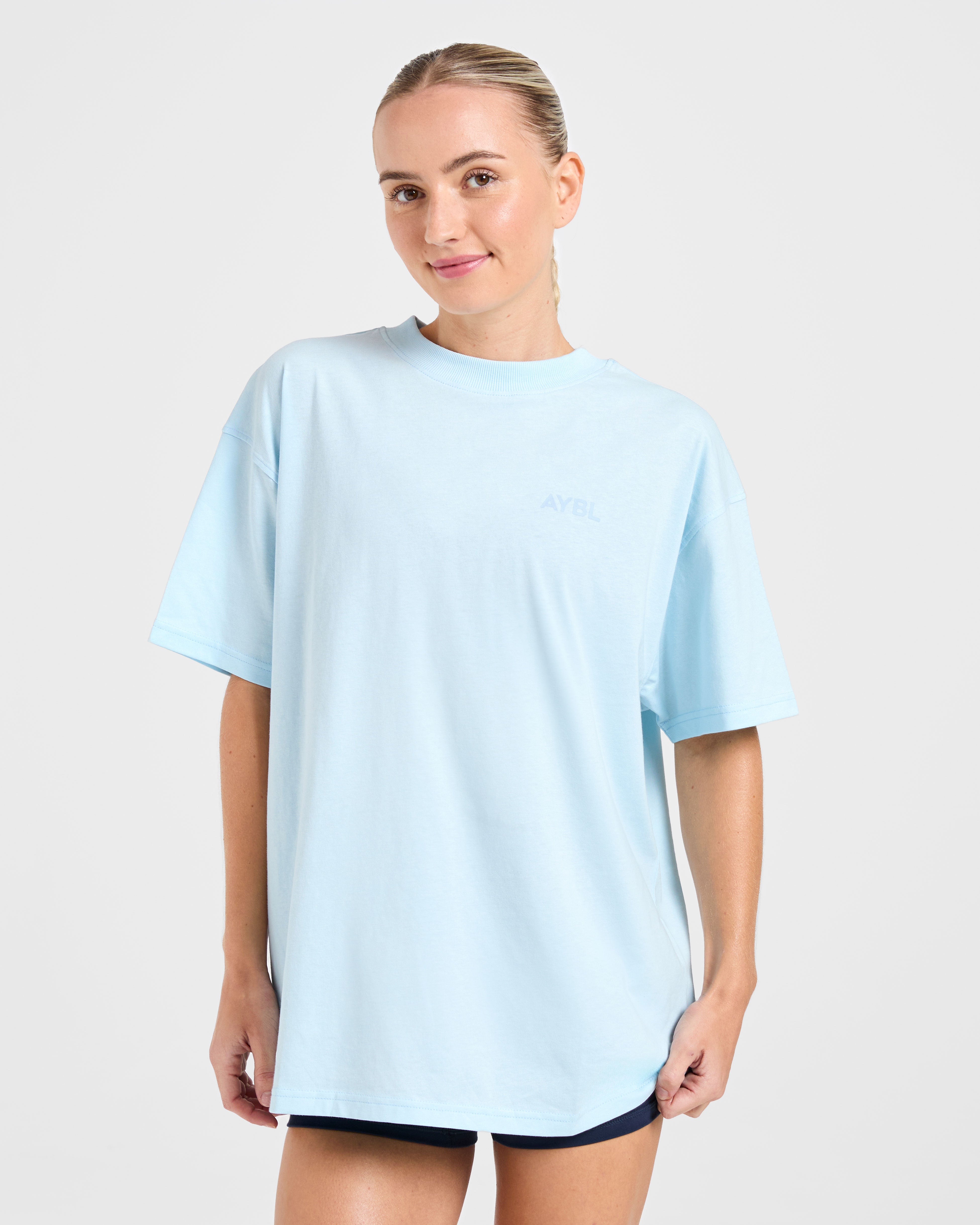 Camiseta Oversized con Estampado Lift - Azul Bebé