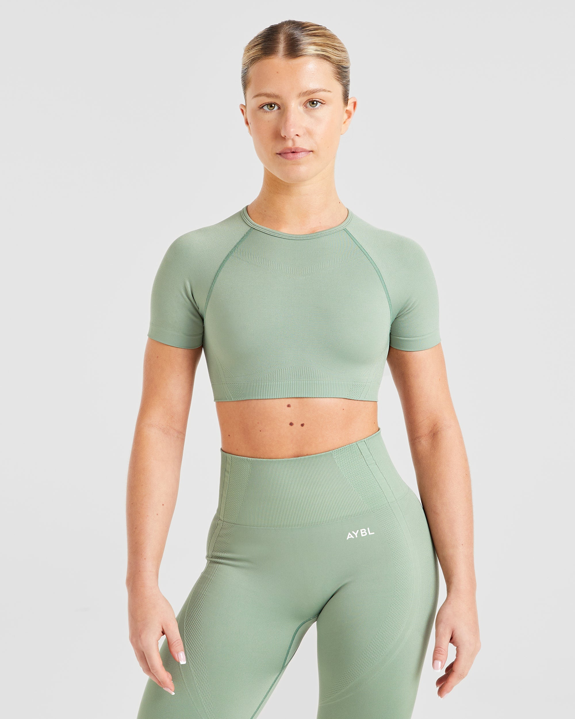 Crop Top Sin Costuras Balance V3 - Verde Bosque