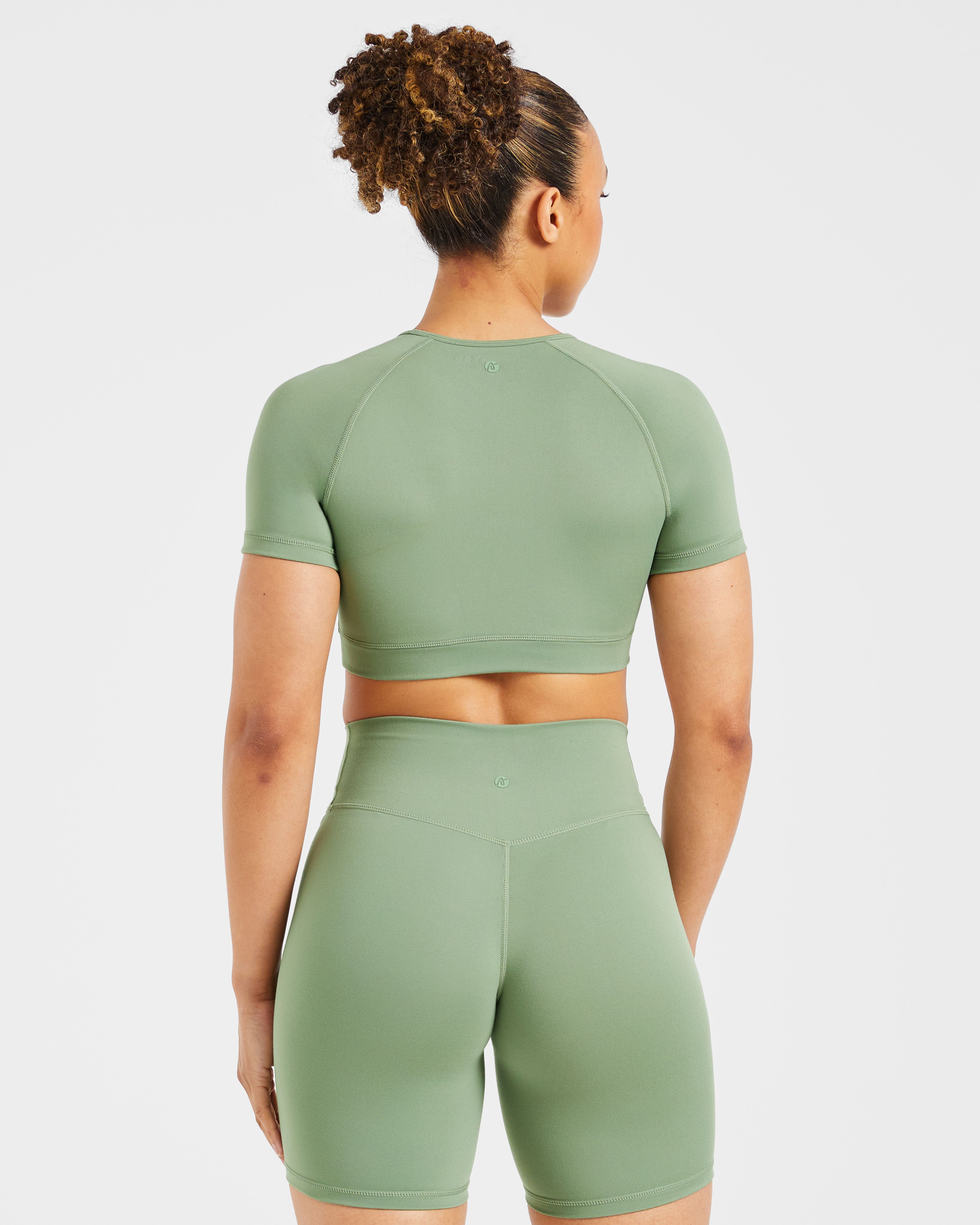 Crop Top Básico - Verde Oliva