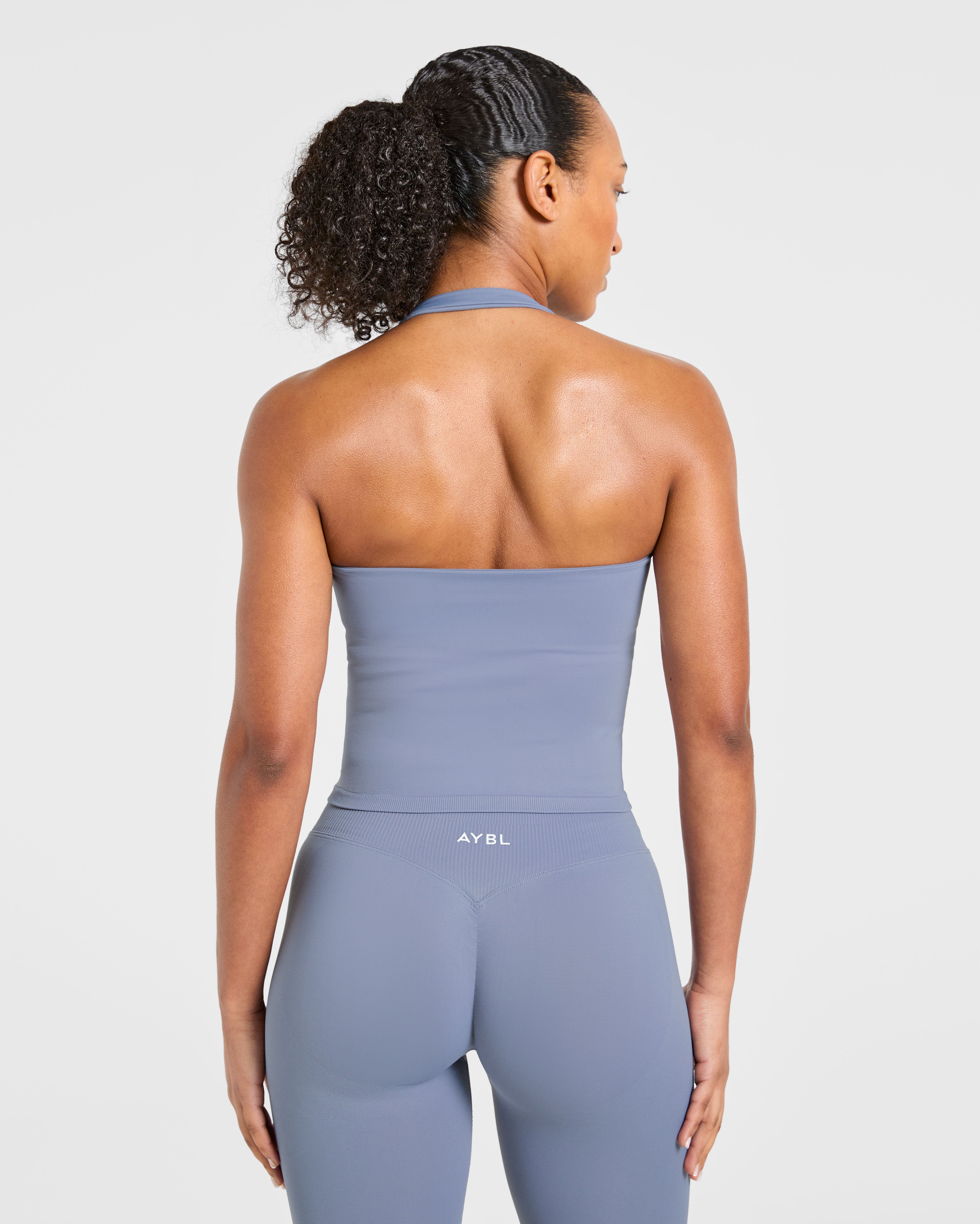 Mejora el top sin costuras de cuello halter - Azul pizarra