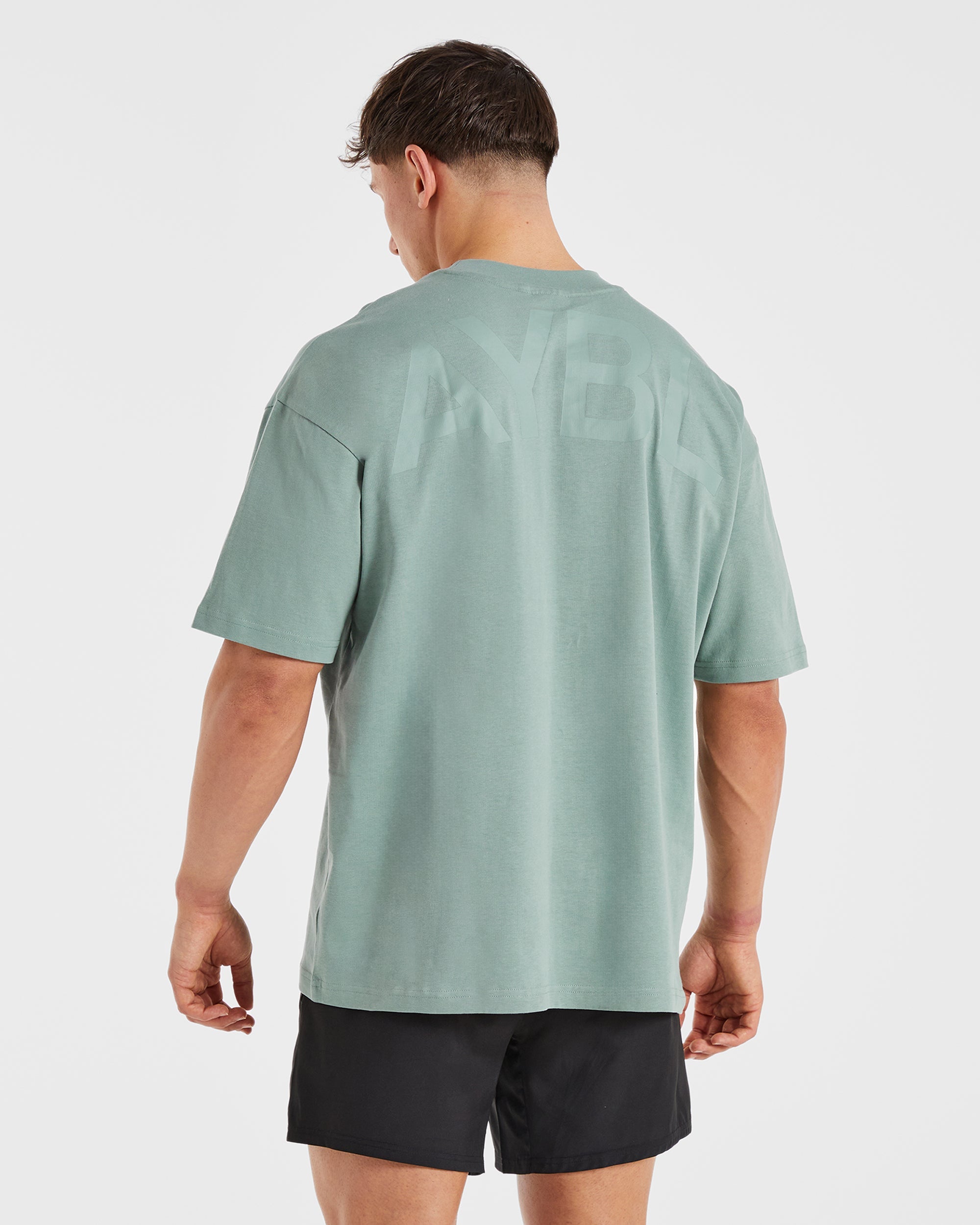 Camiseta Básica Oversized - Verde Plomo
