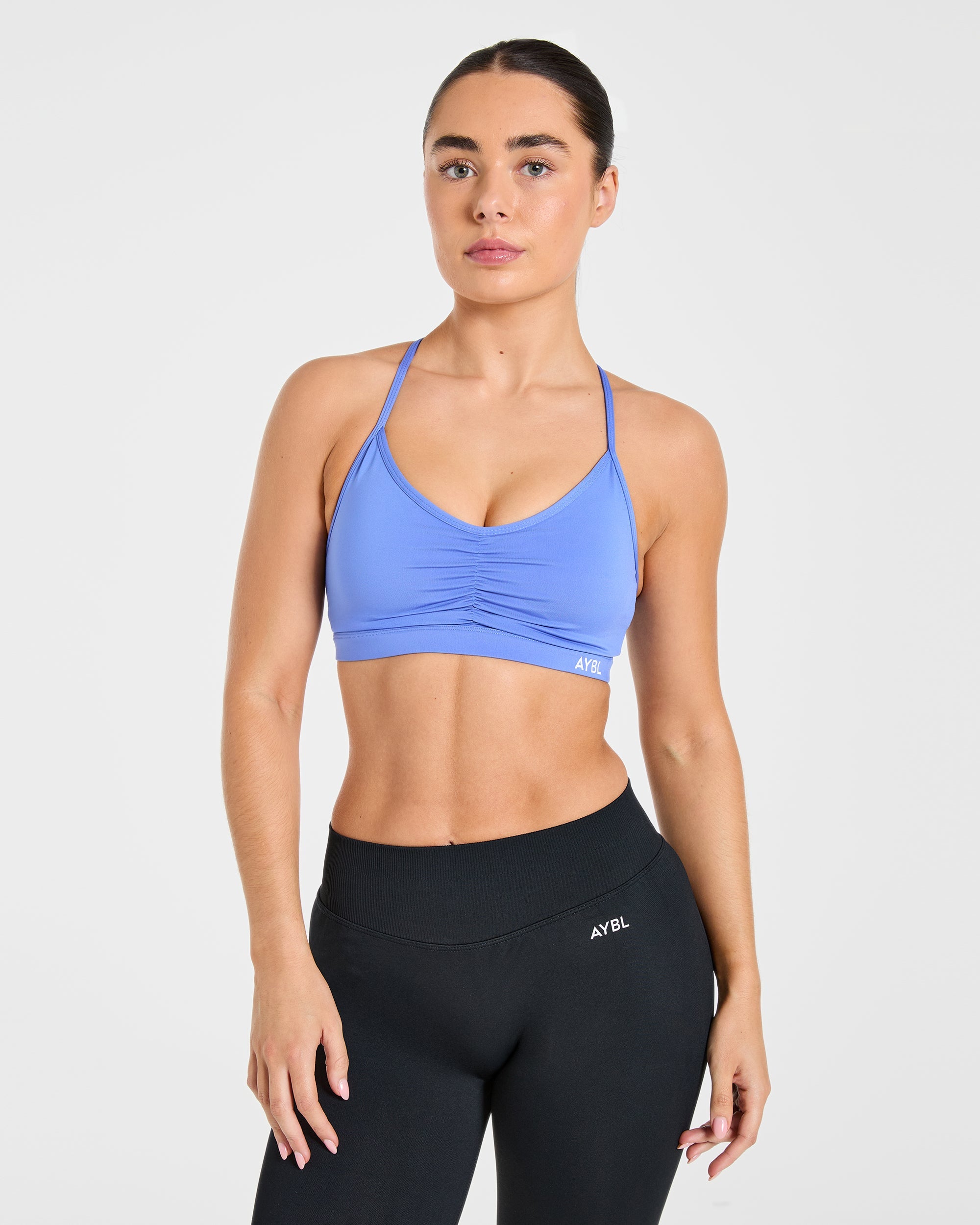 Sports Bra Esencial con Detalles Ruché - Púrpura Cornflower