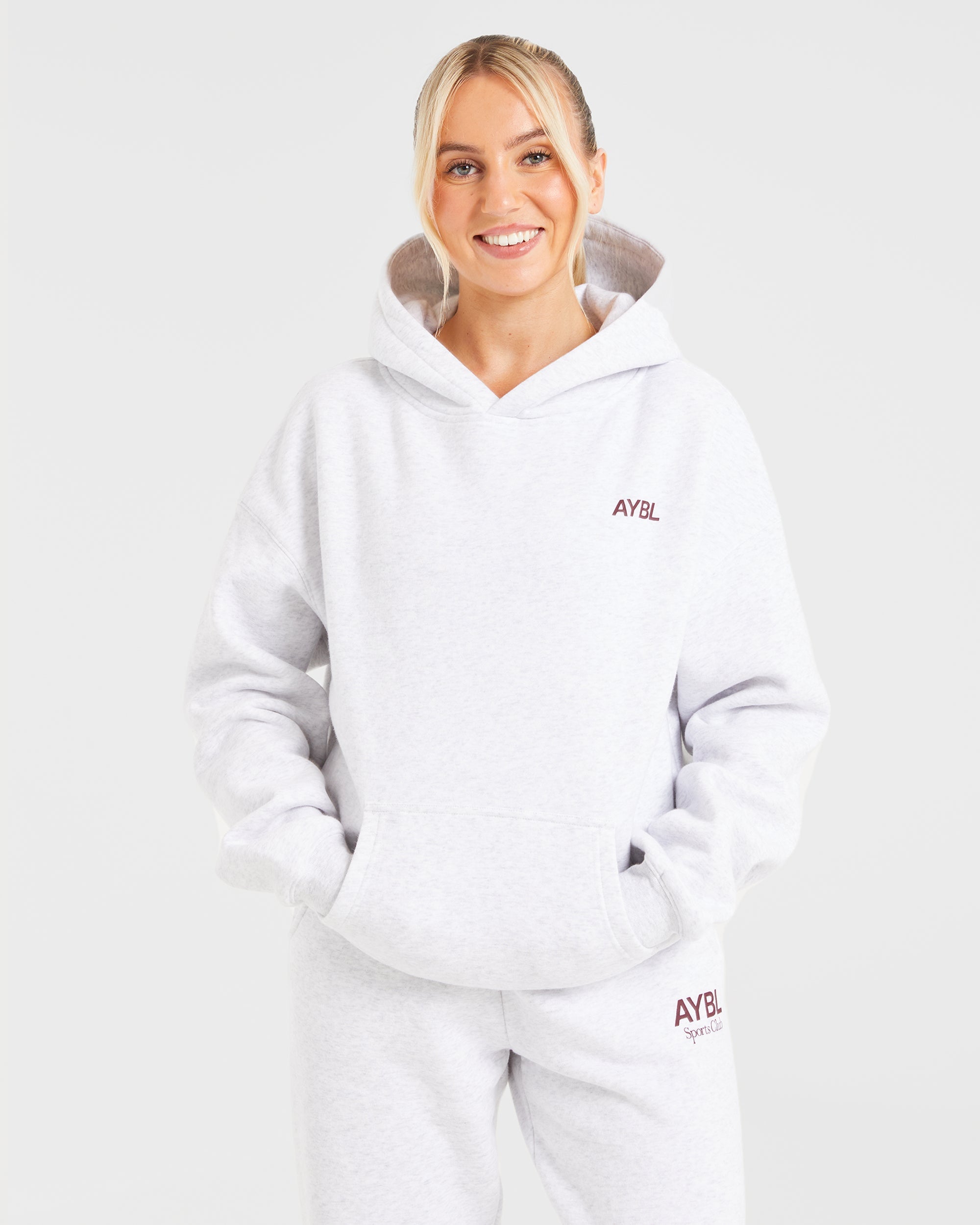 Sudadera Oversized del Club Deportivo AYBL - Gris Marl/Borgoña