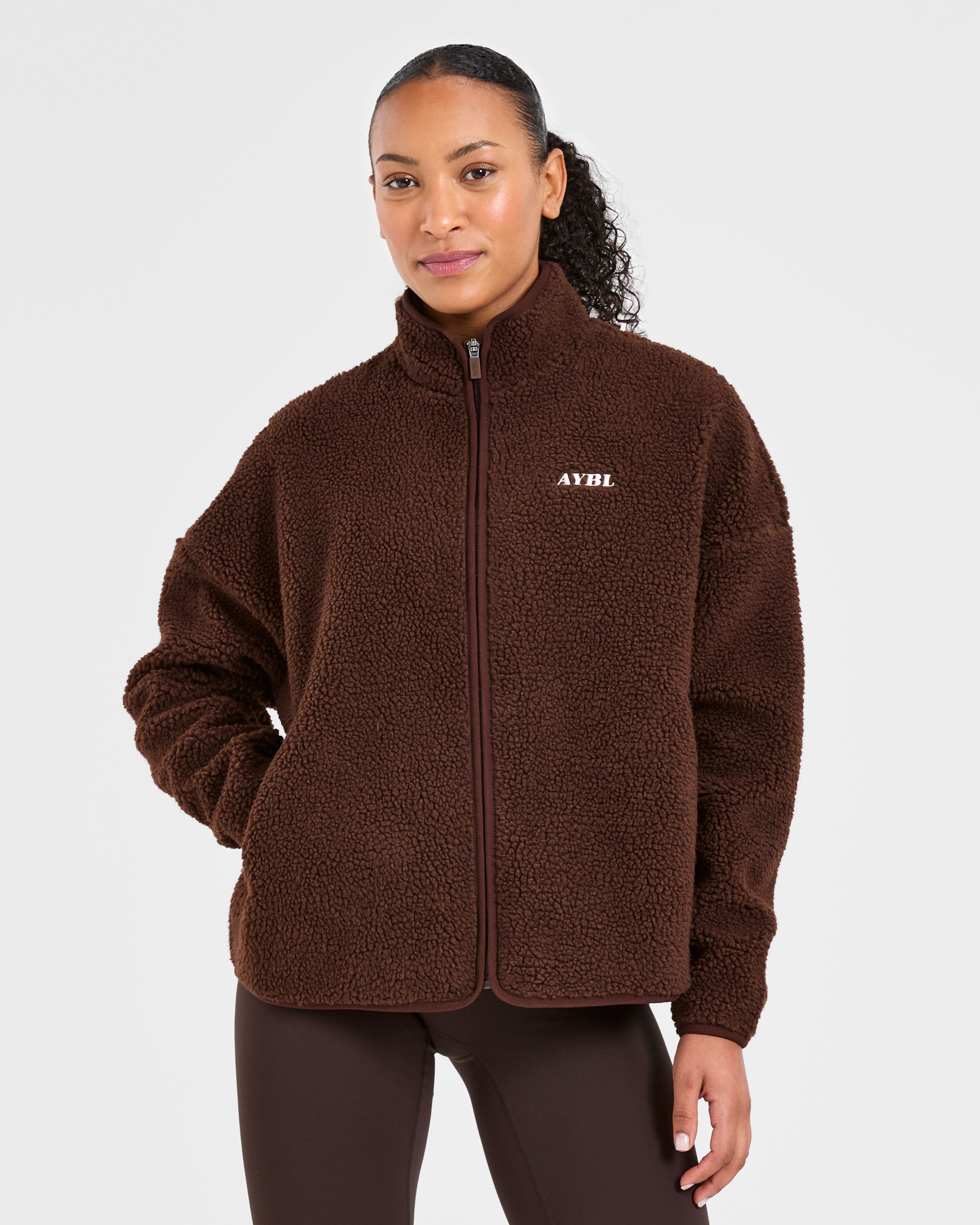 Chaqueta de Fleece con Cremallera Amplia - Marrón