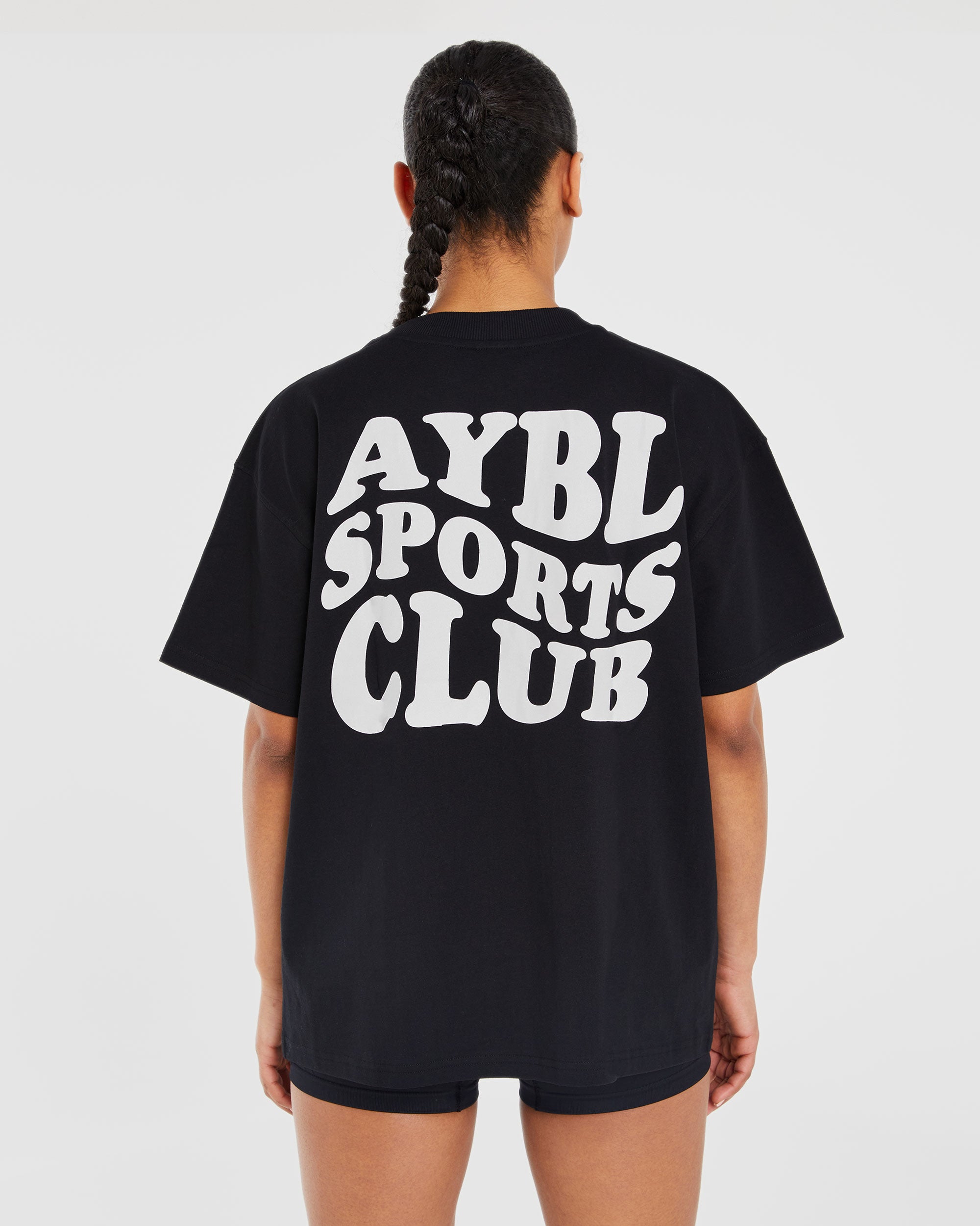 Camiseta Deportiva Sports Club Wavy Oversized - Negro