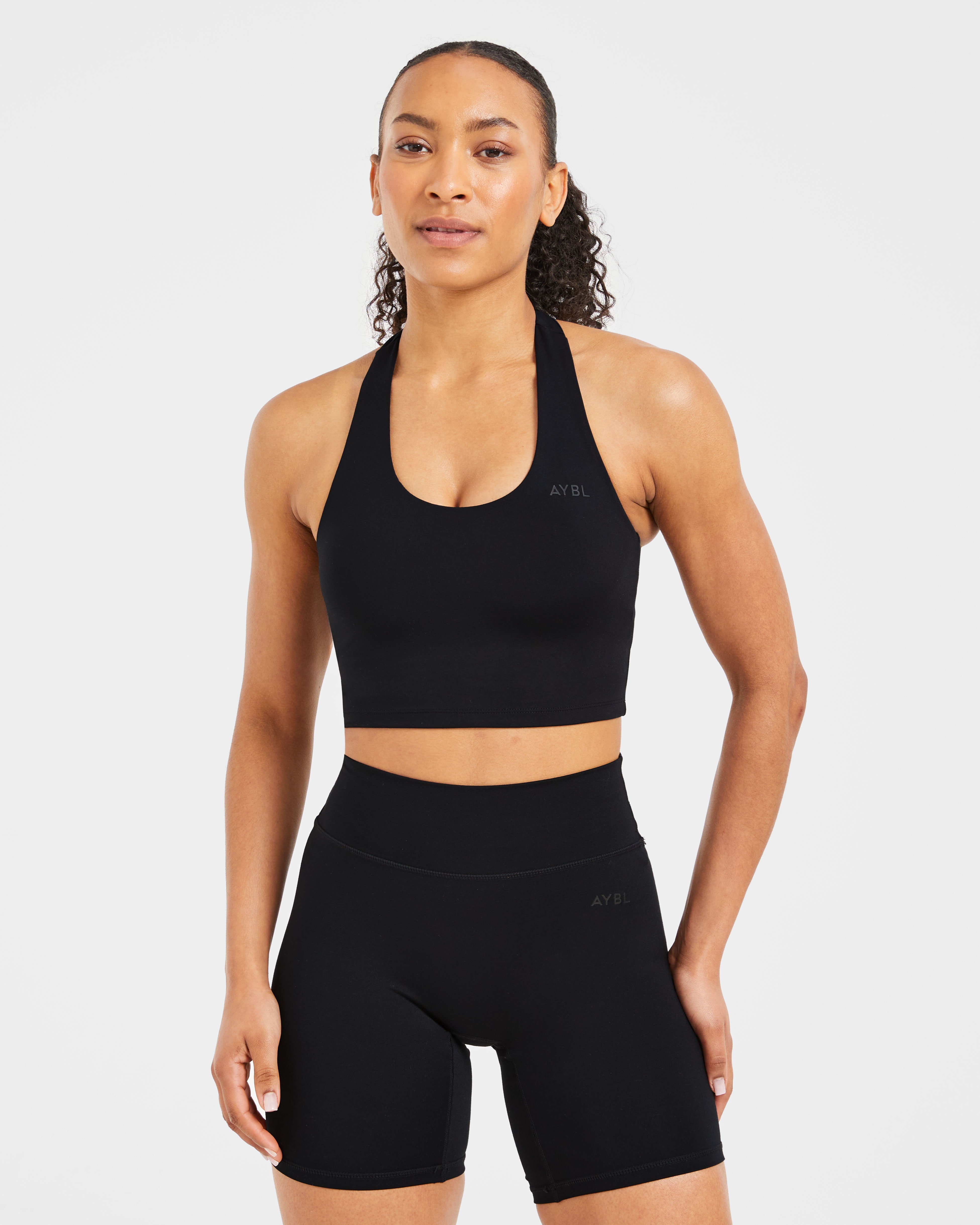 Top Corto de Cuello Halter - Negro