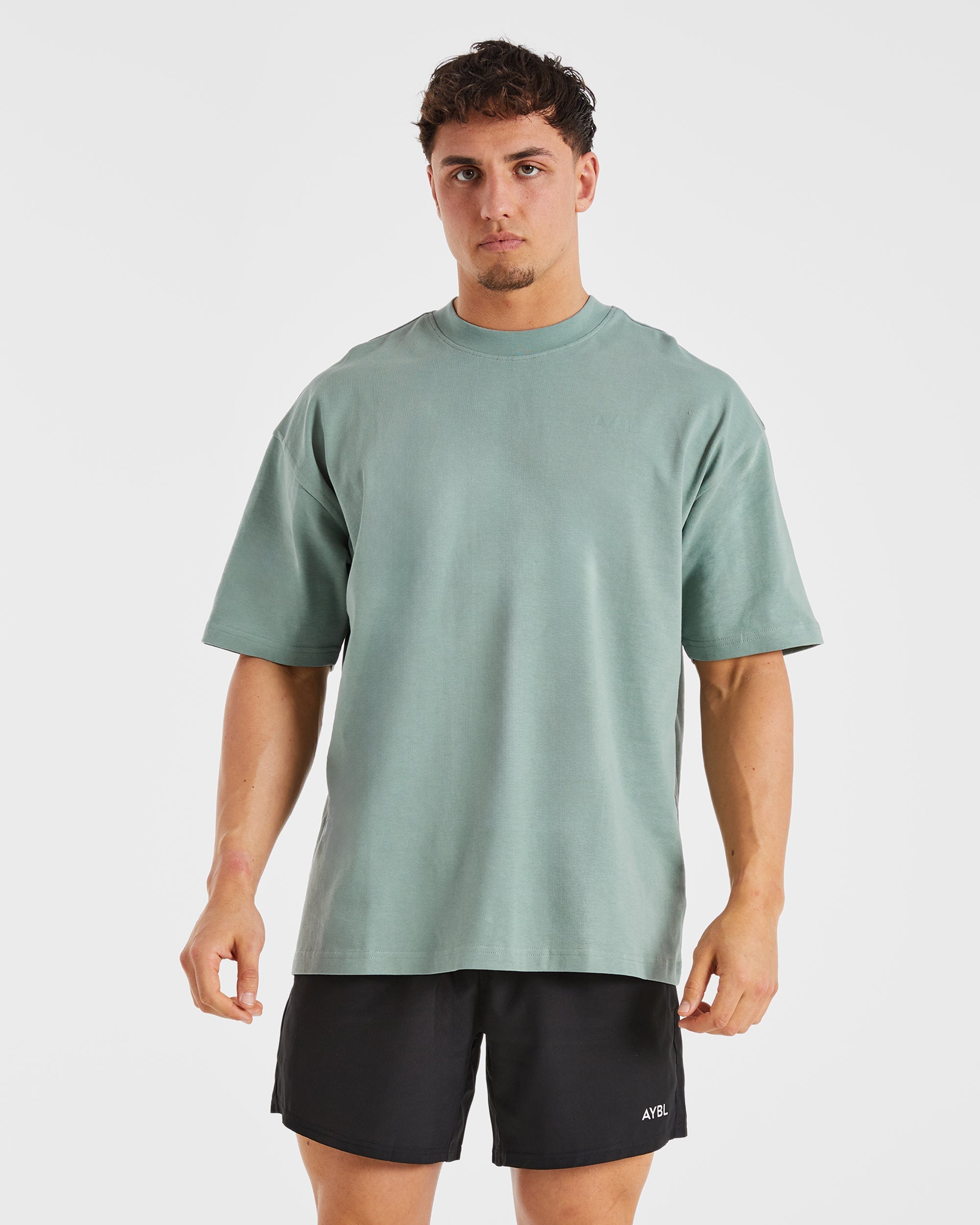 Camiseta Básica Oversized - Verde Plomo