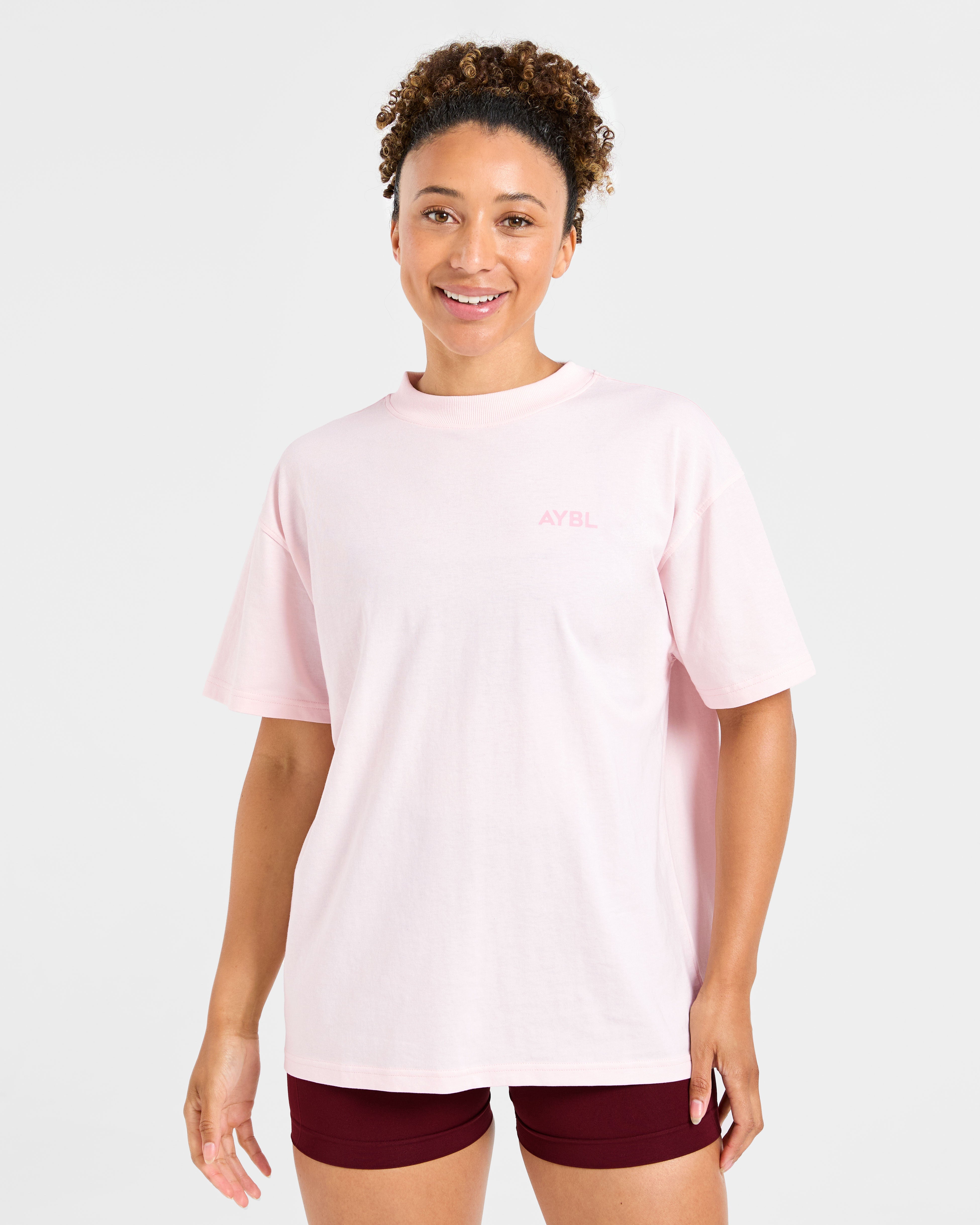 Camiseta Oversized con Estampado Lift - Rosa Bebé