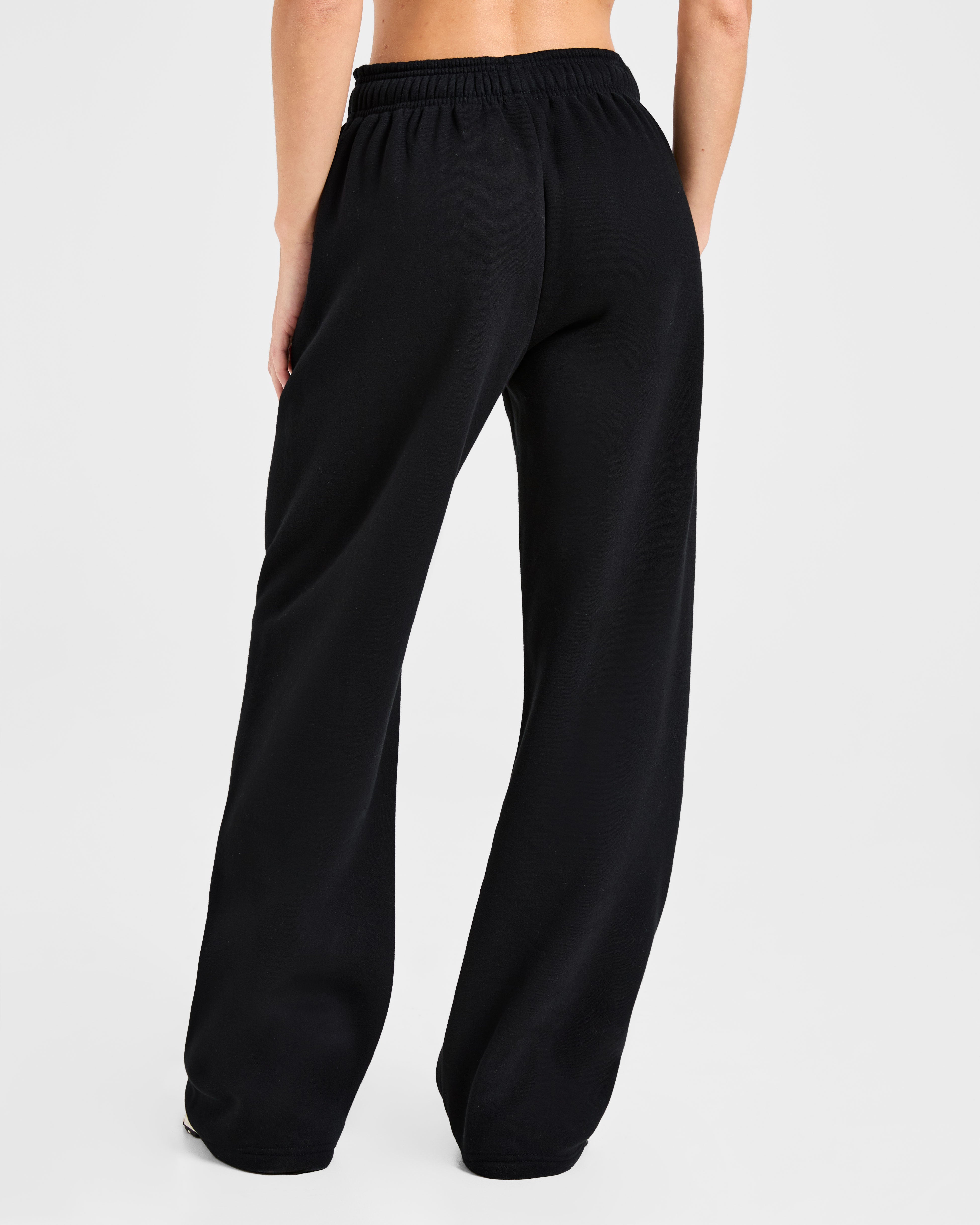 Pantalones Jogger Clásicos de Felpa Amplios de Pierna Recta - Negro