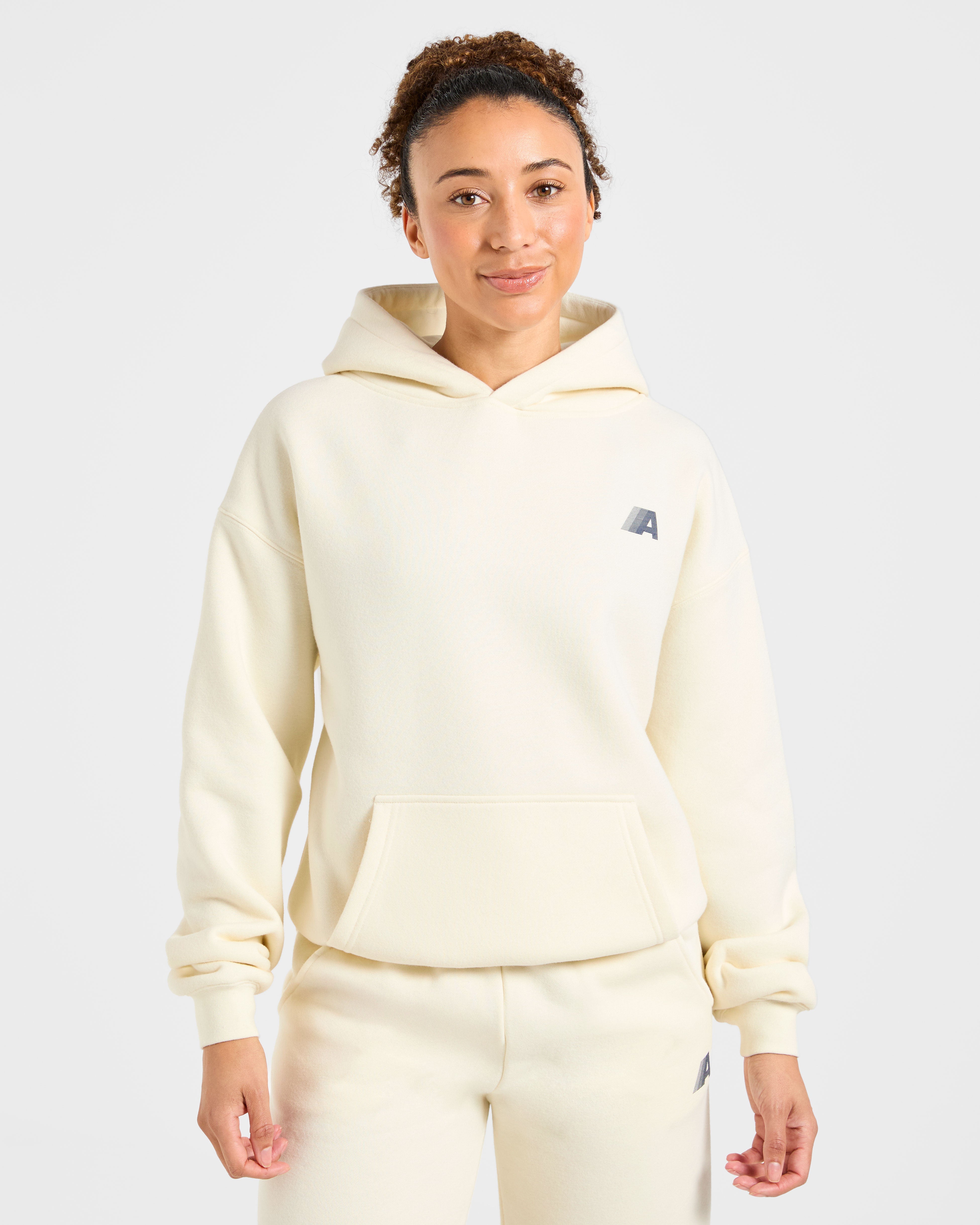 Sudadera Oversized Retro Athletics - Amarillo Mantequilla/Azul Marino