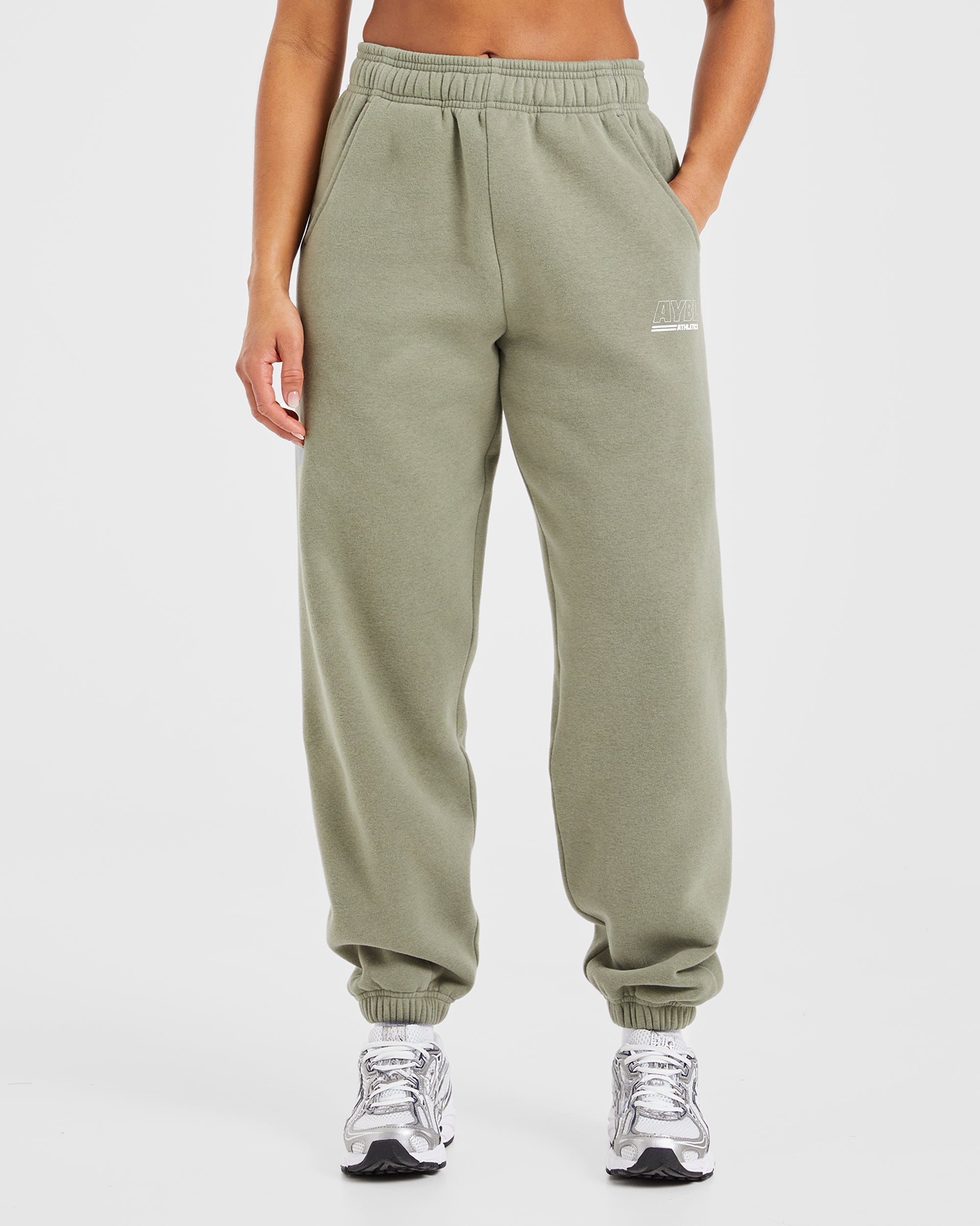 Pantalones Jogger Oversized de Pista Deportiva - Olivo Apagado