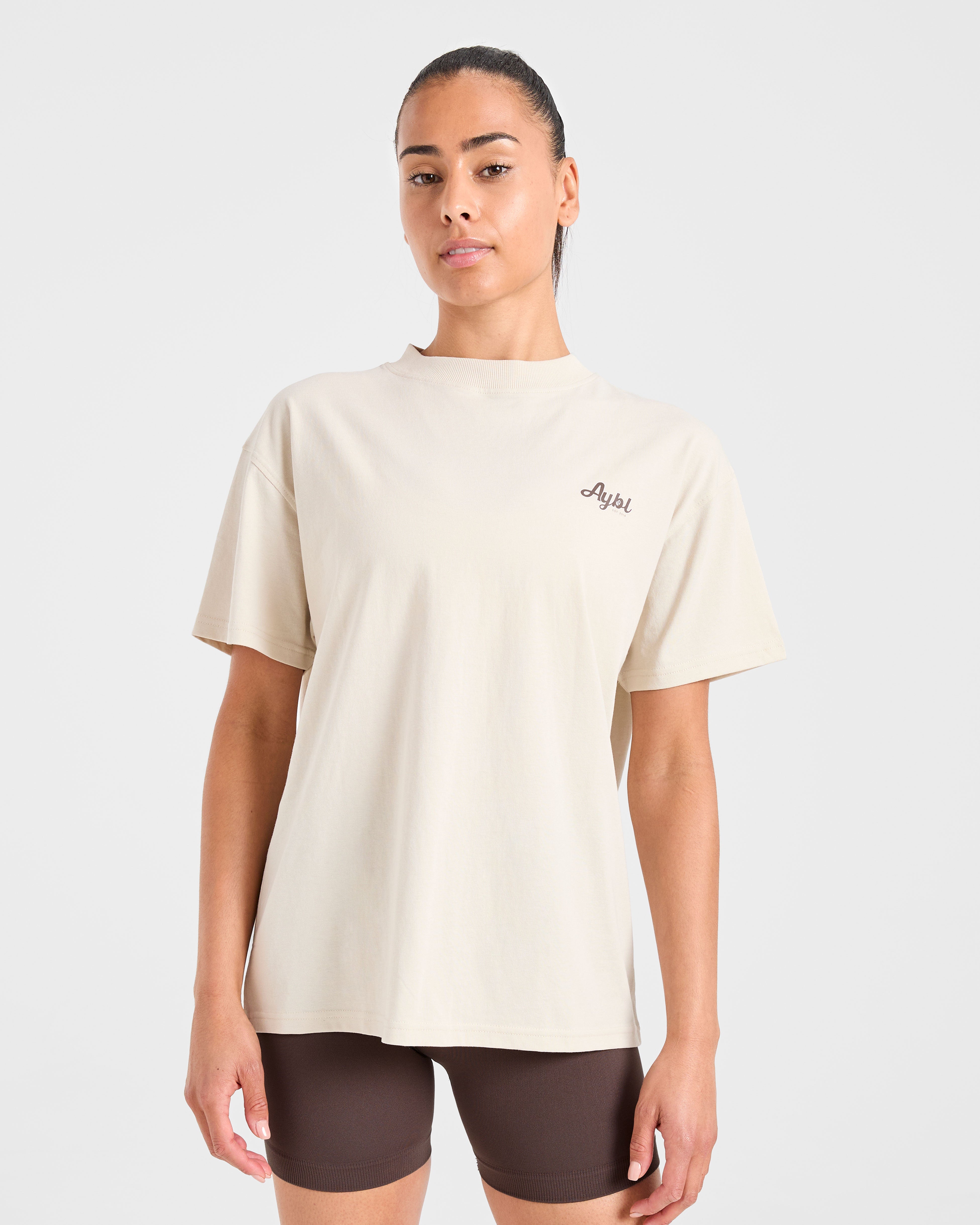 Camiseta Oversized Deportes Bienestar - Beige