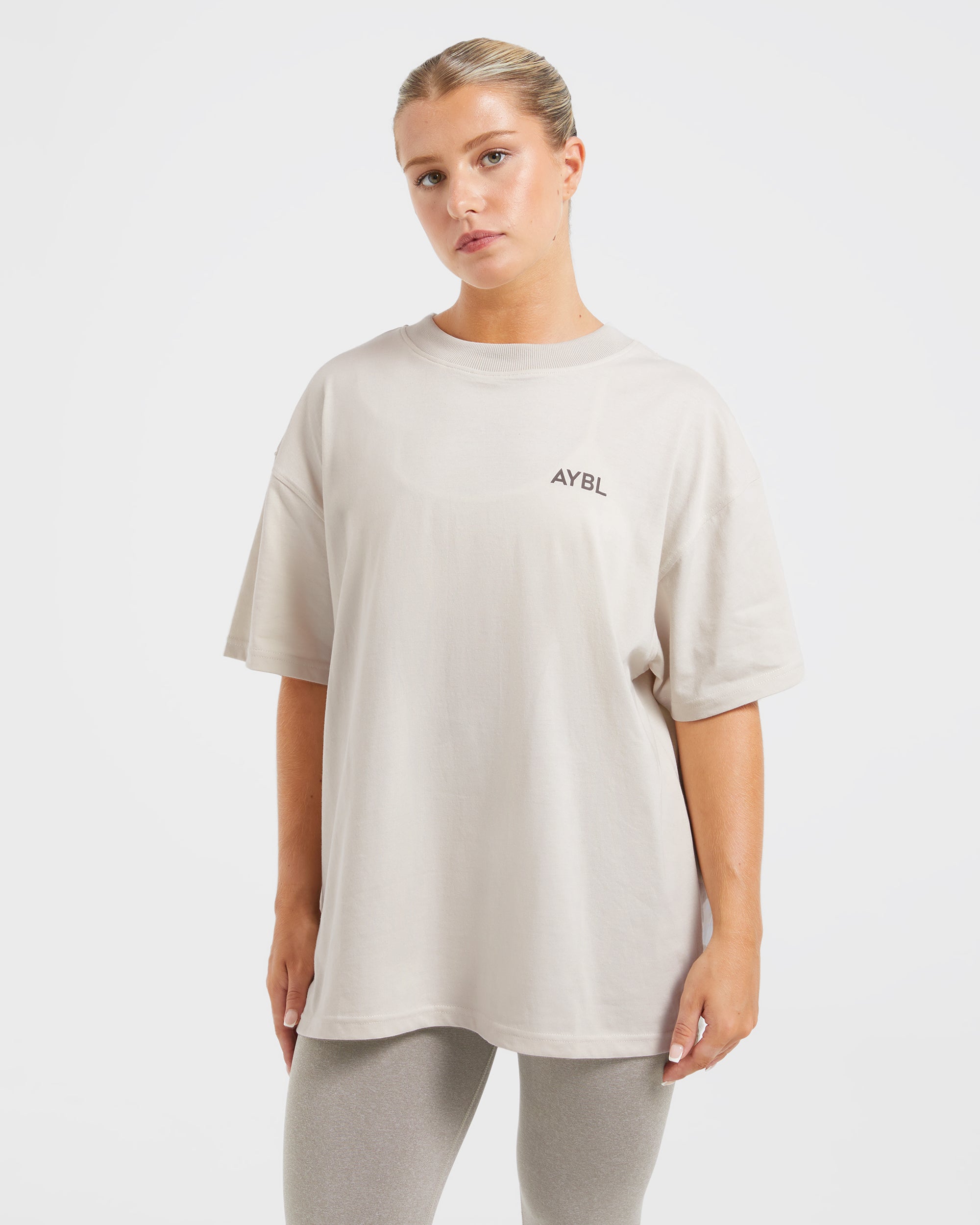 Camiseta Oversized con Estampado Lift - Beige