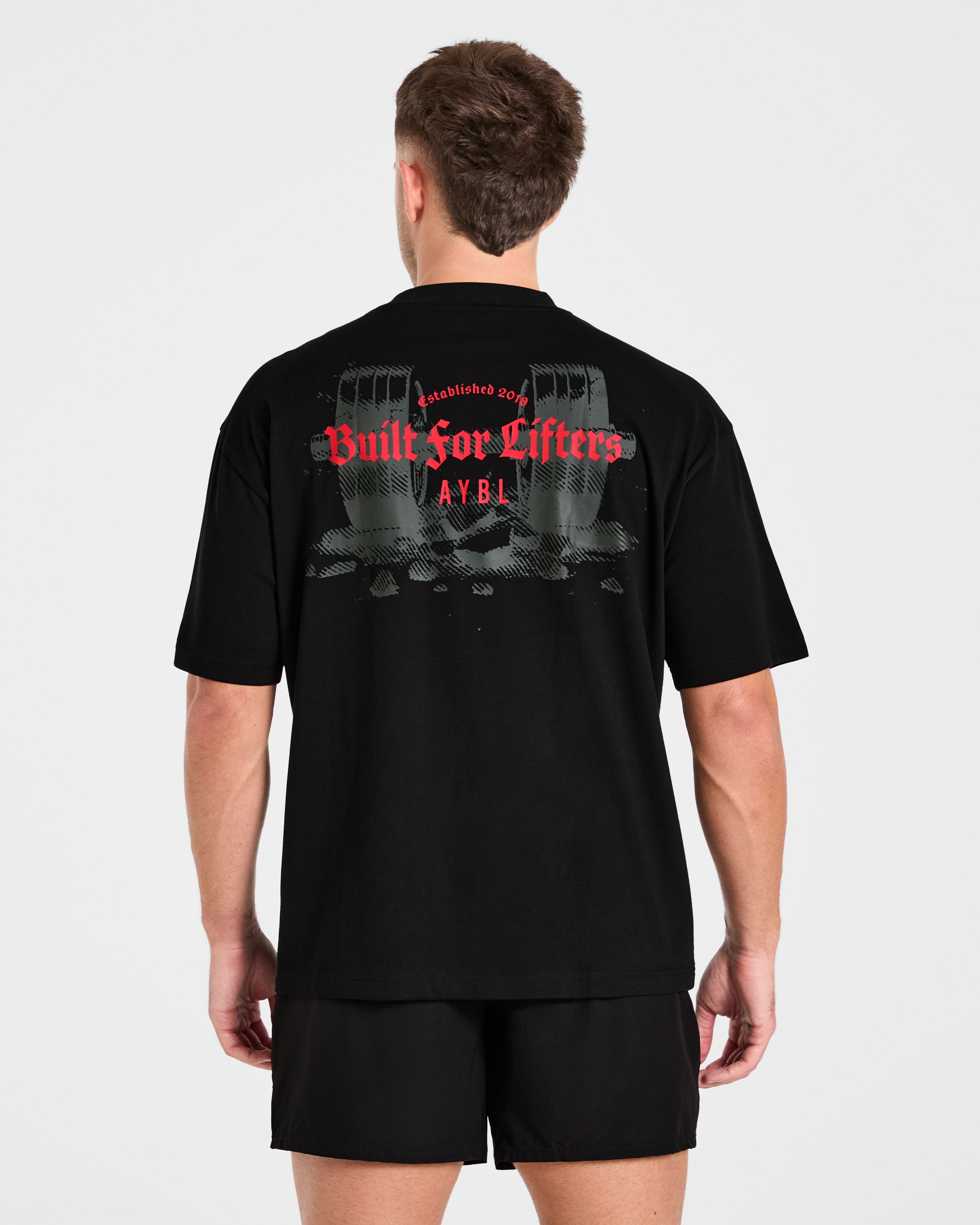 Camiseta Oversized Hecha para Levantadores - Negro/Rojo