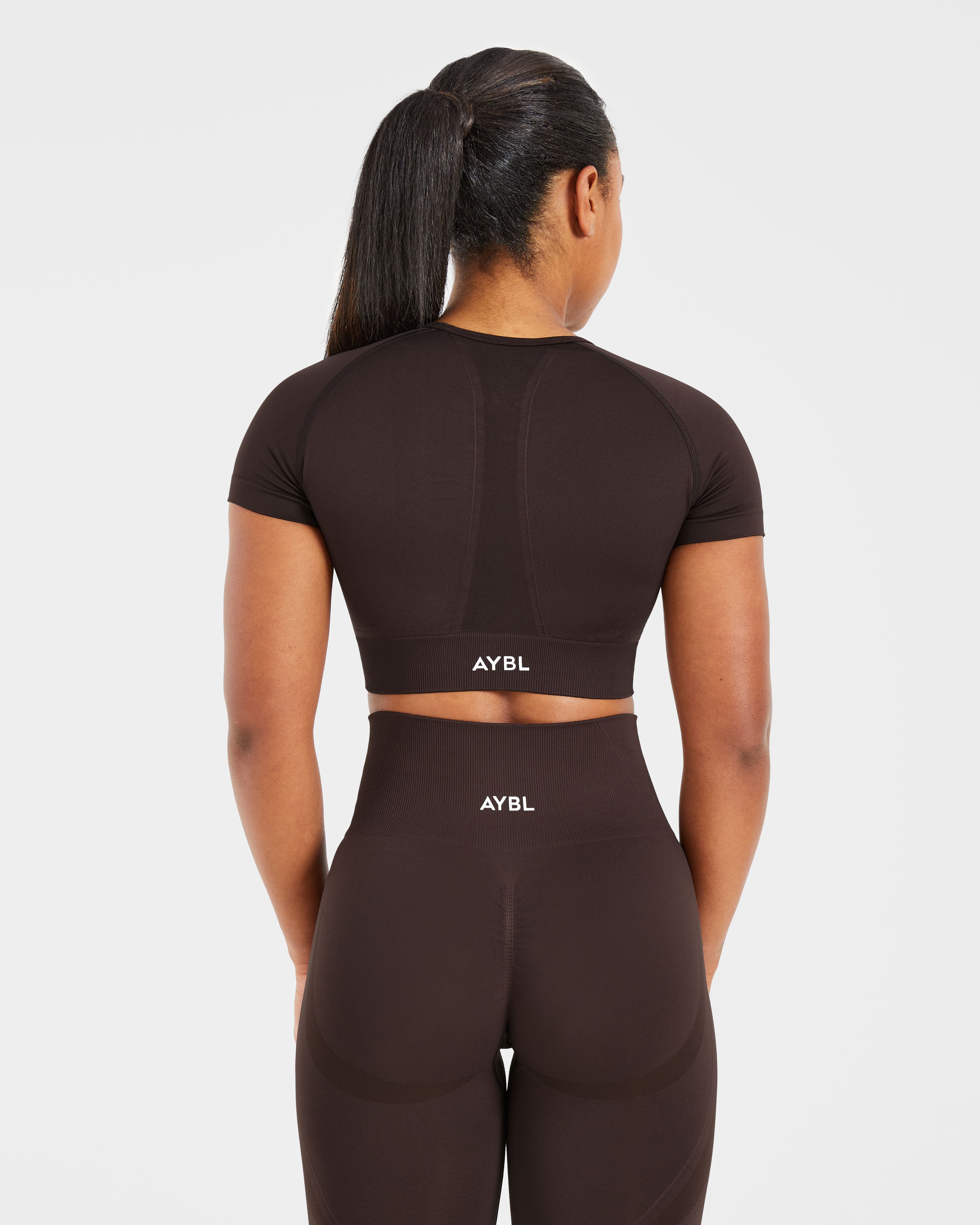 Crop Top Sin Costuras Empower - Café Oscuro