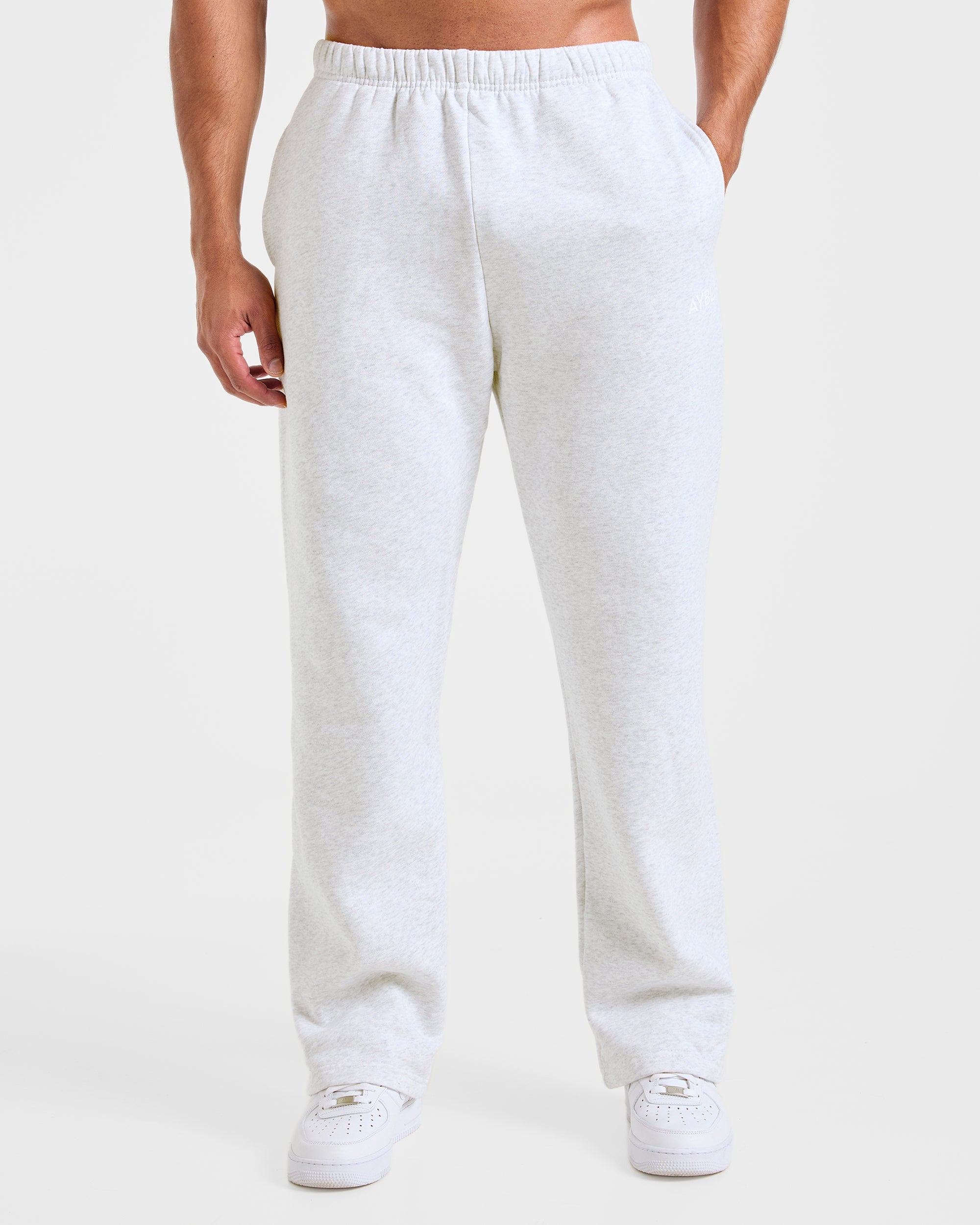 Jogger Oversized de Pierna Recta Esencial - Gris Marfil