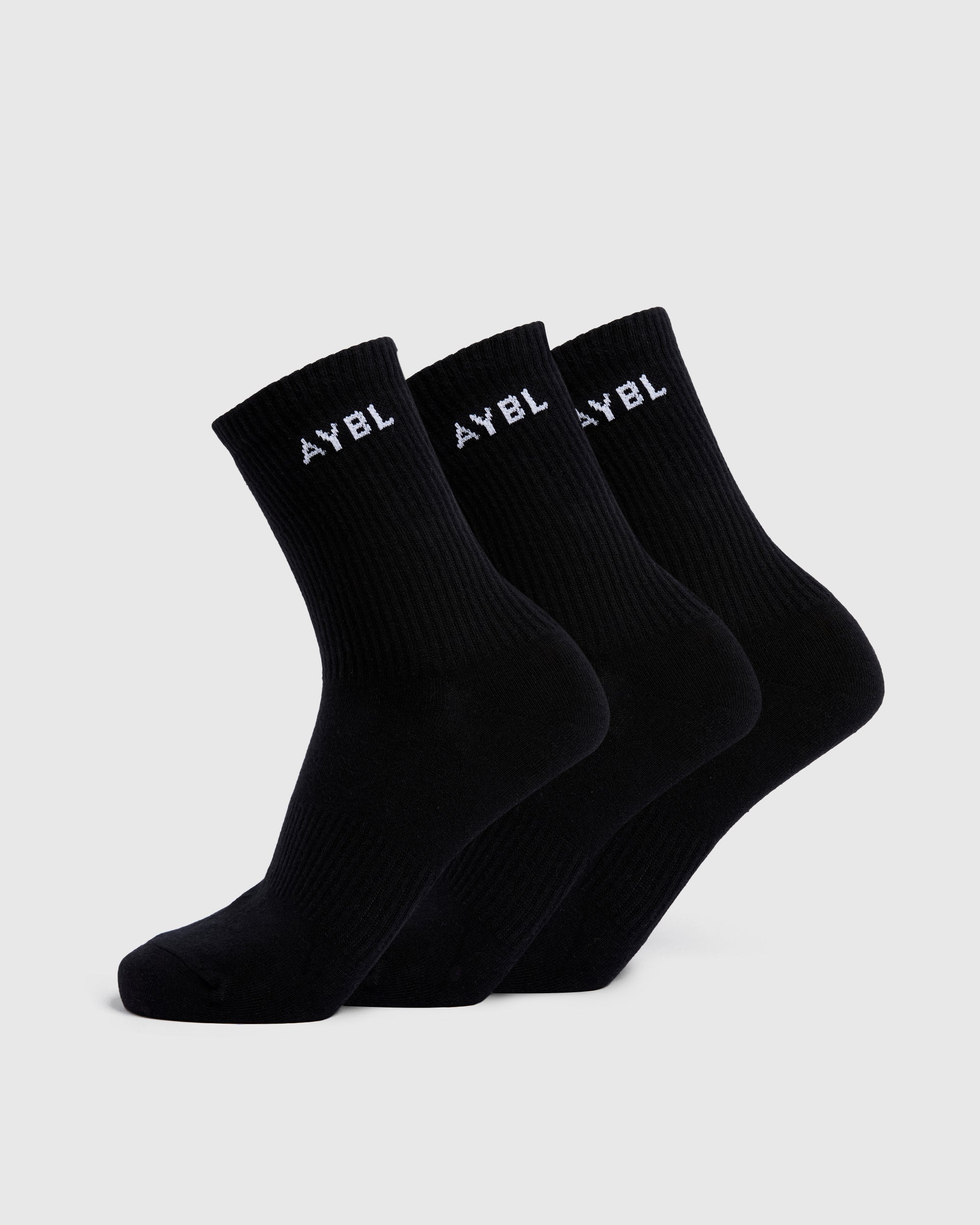 Calcetines de Cuello Diarios (3 Unidades) - Negro