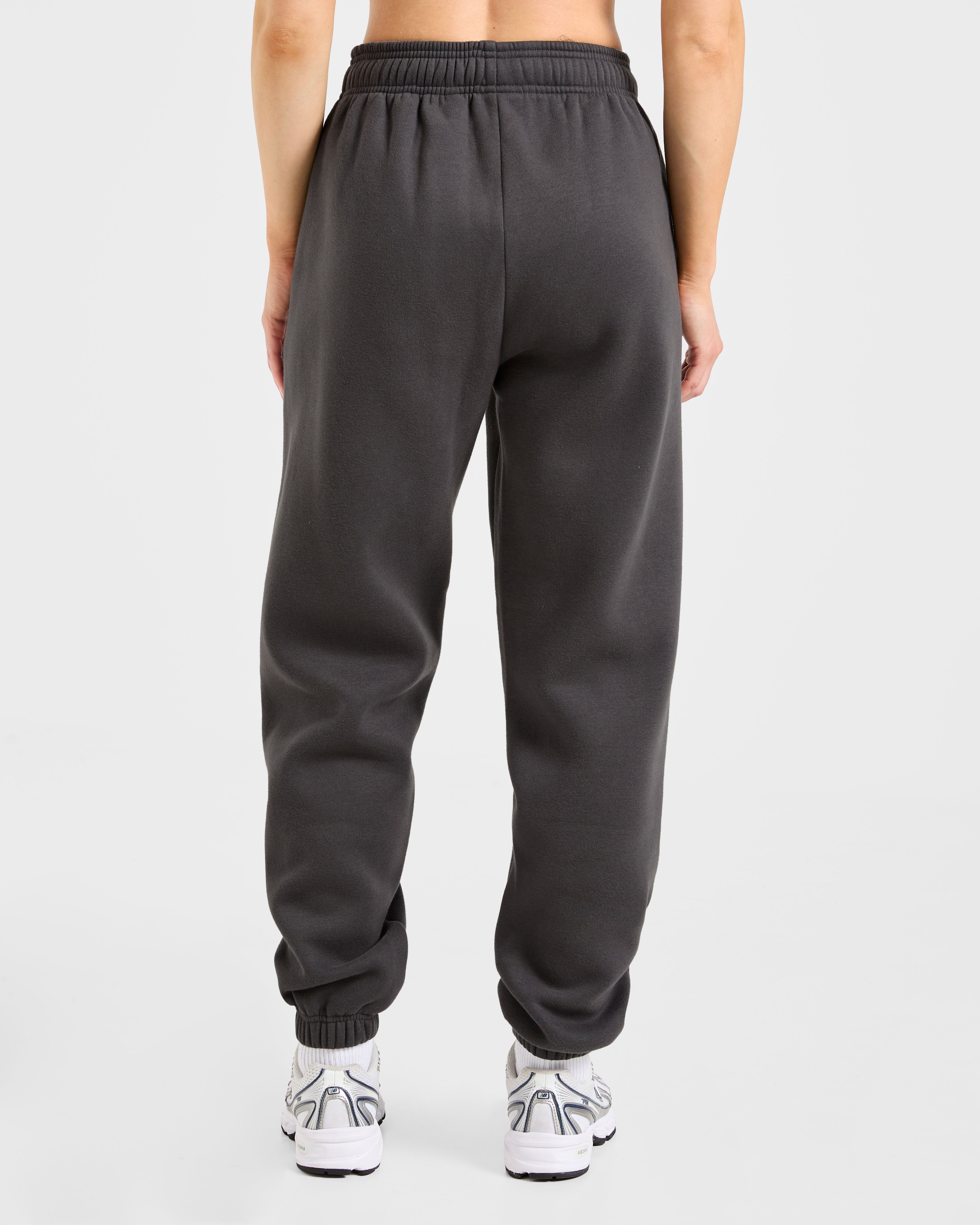Pantalones Jogger Oversized Essentials Deportivos - Gris Carbón/Rosa