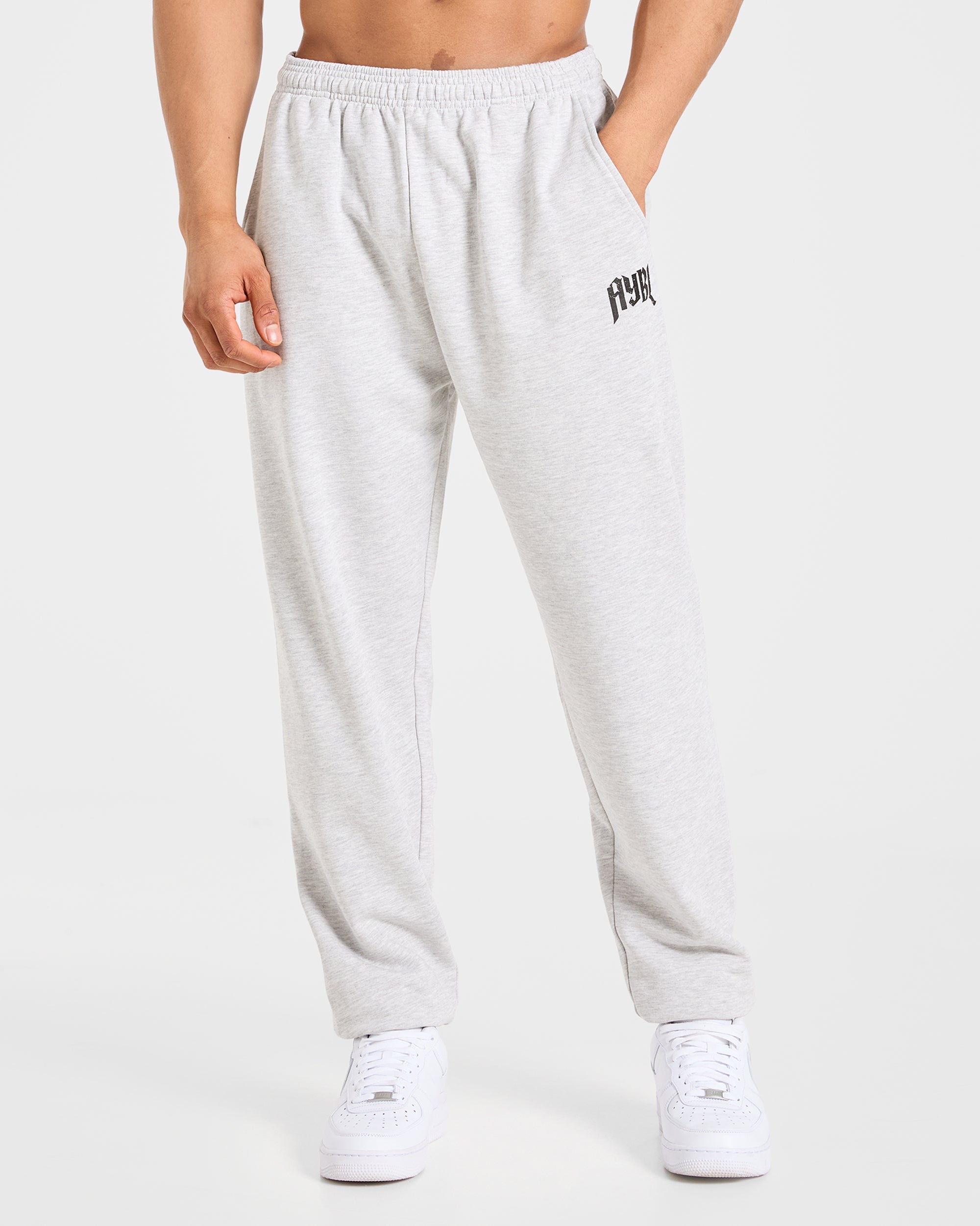 Pantalones Jogger Oversized Gótico para Levantamiento de Pesas - Gris Marfil