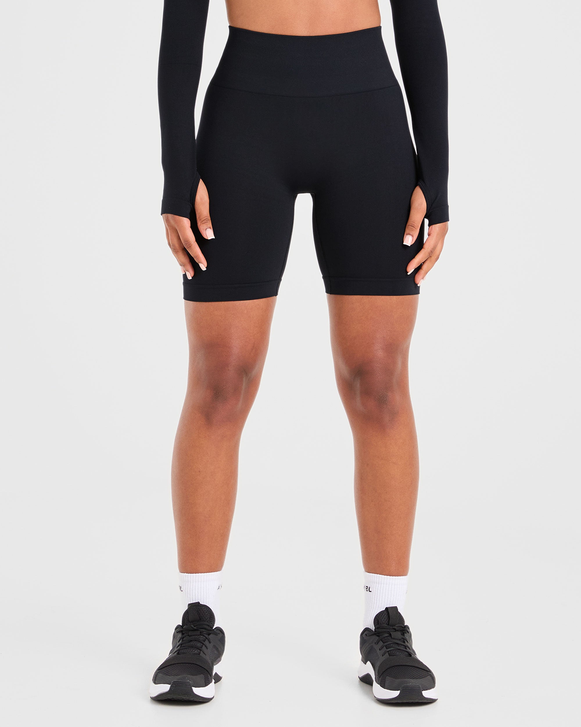 Pantalones Cortos de Ciclismo Sin Costuras Power - Negro
