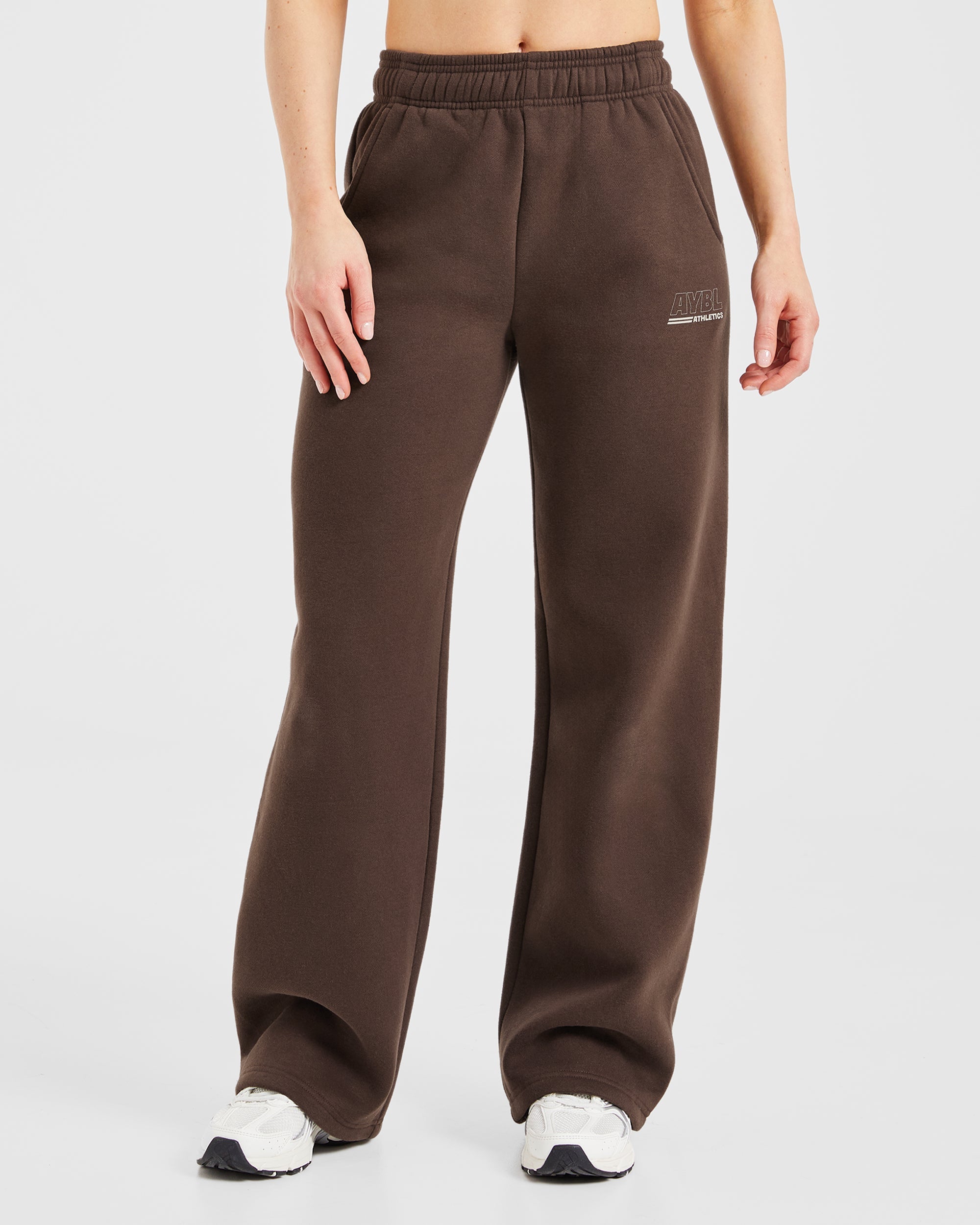Pantalones Jogger de Pista Deportiva con Pierna Recta y Corte Amplio - Marrón/Arena