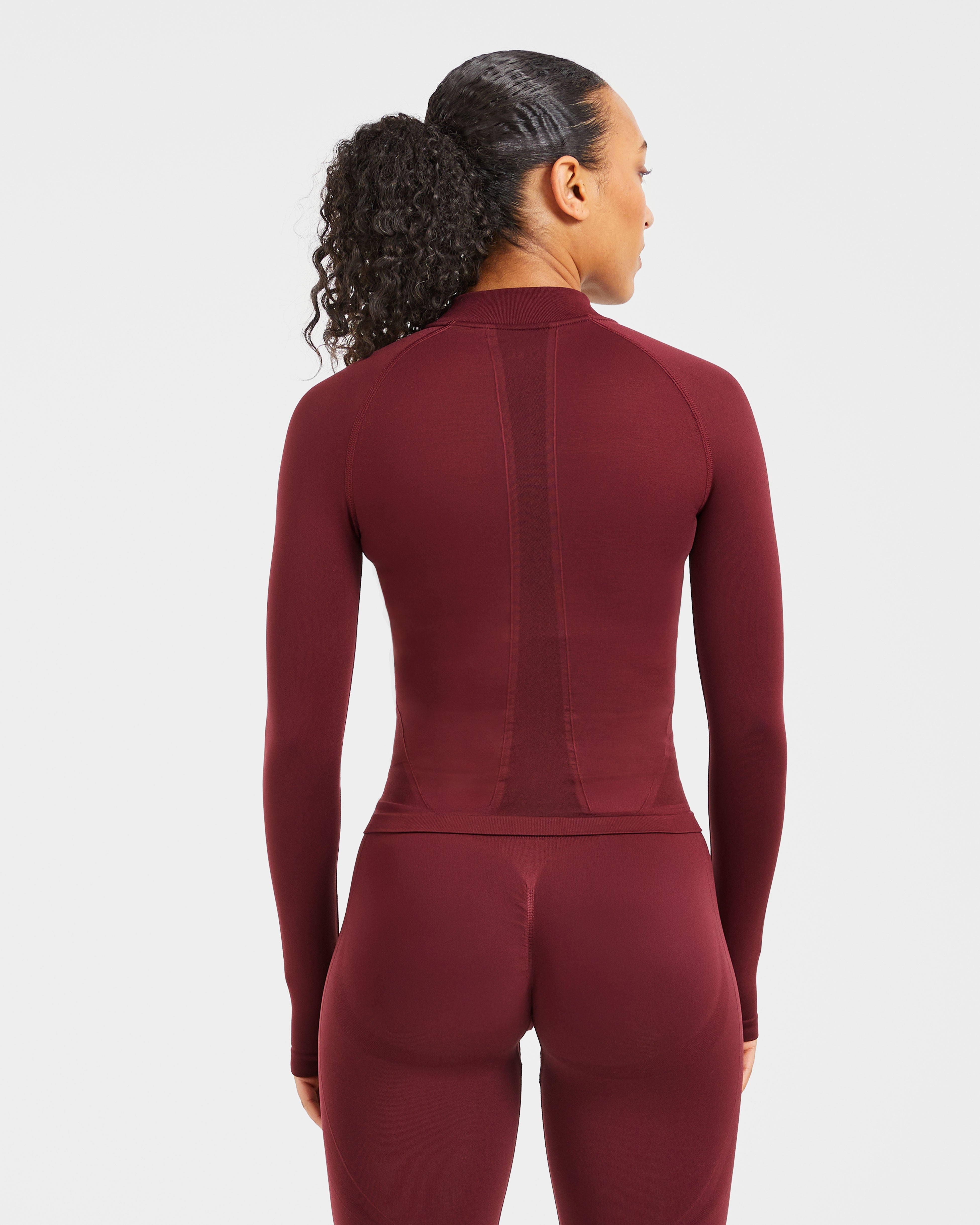 Chaqueta sin costuras con cremallera completa Empower - Vino tinto