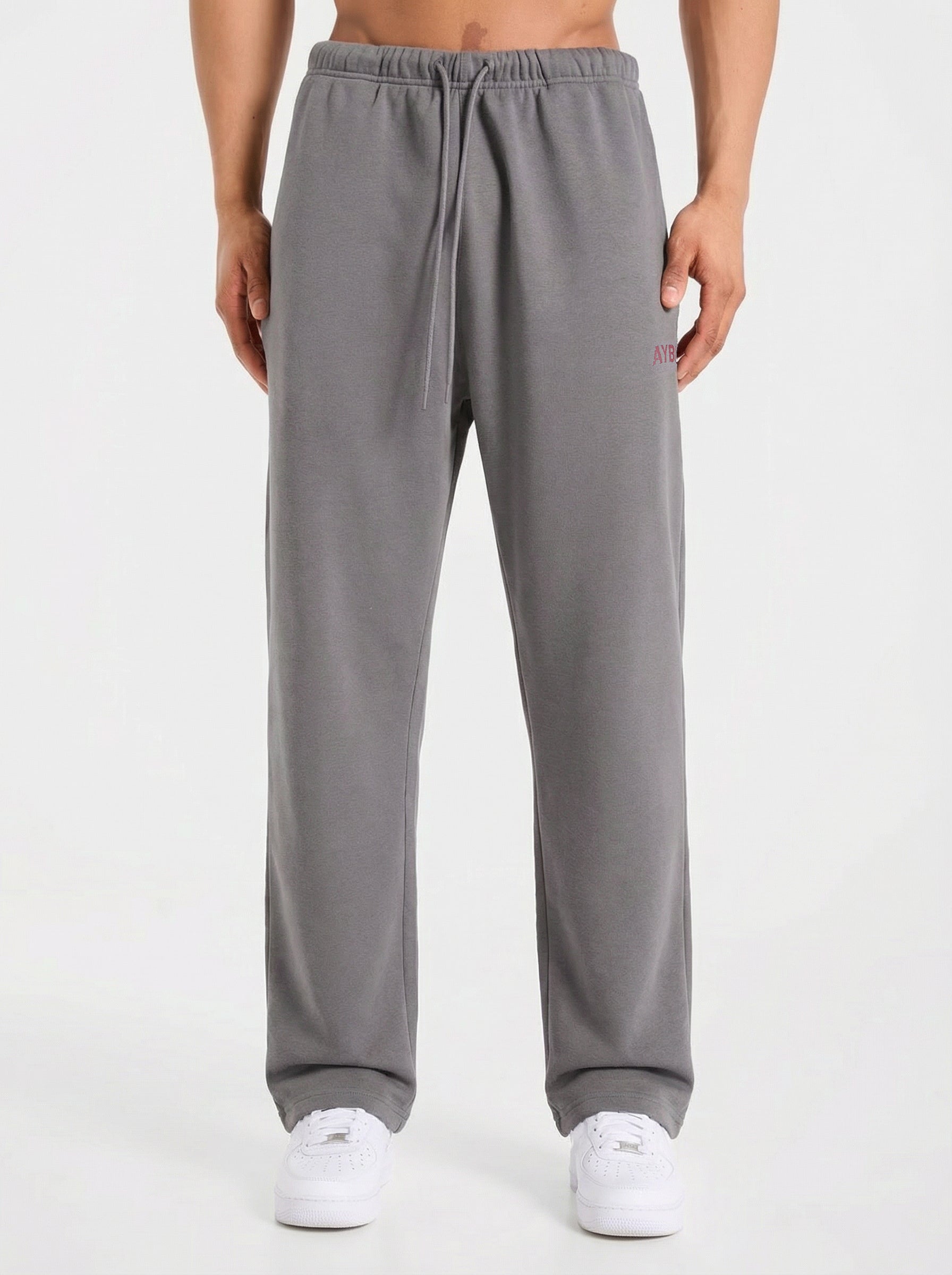Pantalones Jogger Oversized de Pierna Recta Strength Division - Gris Oscuro/Rojo