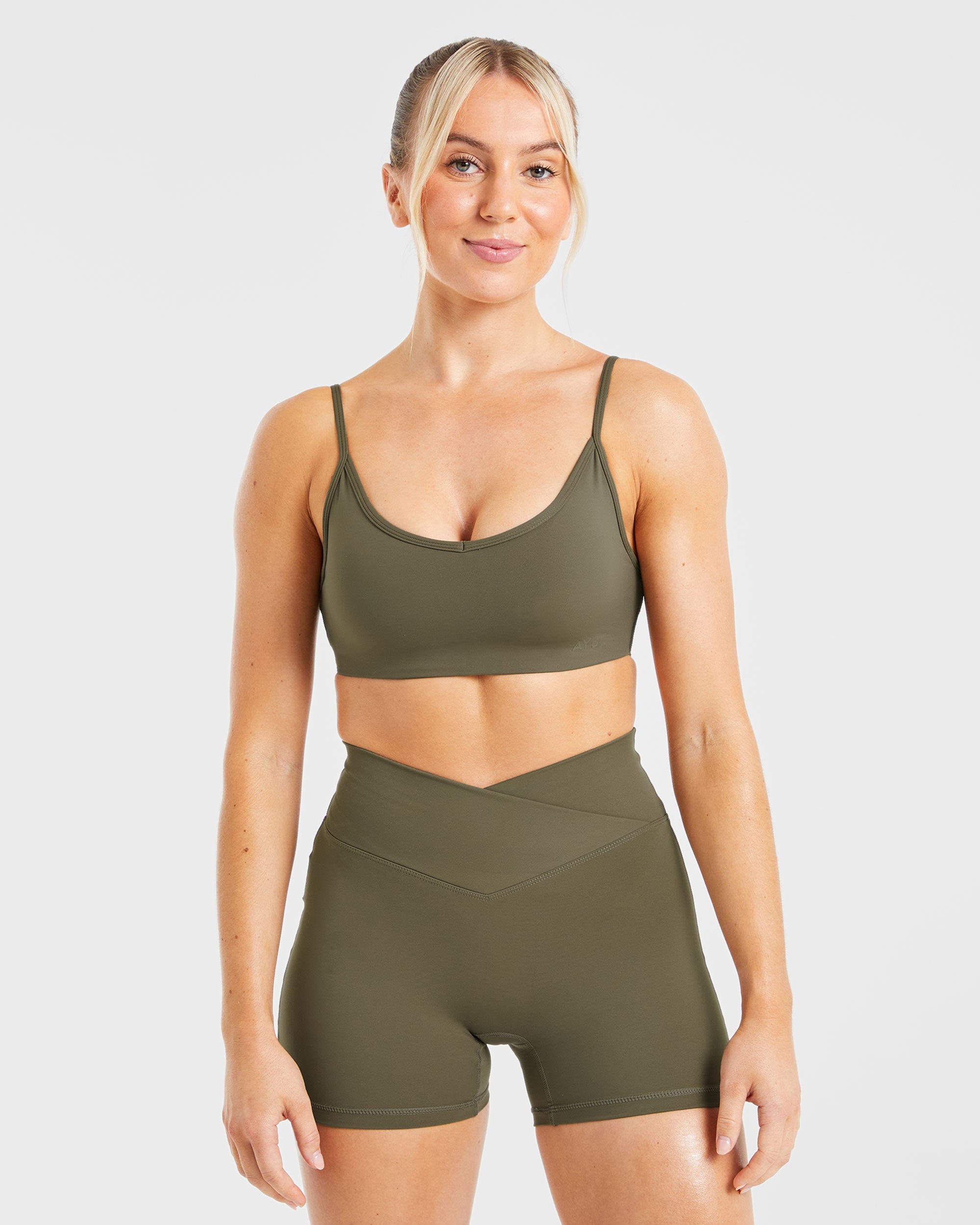 Sculpt Wrap Sports Bra - Khaki Oscuro