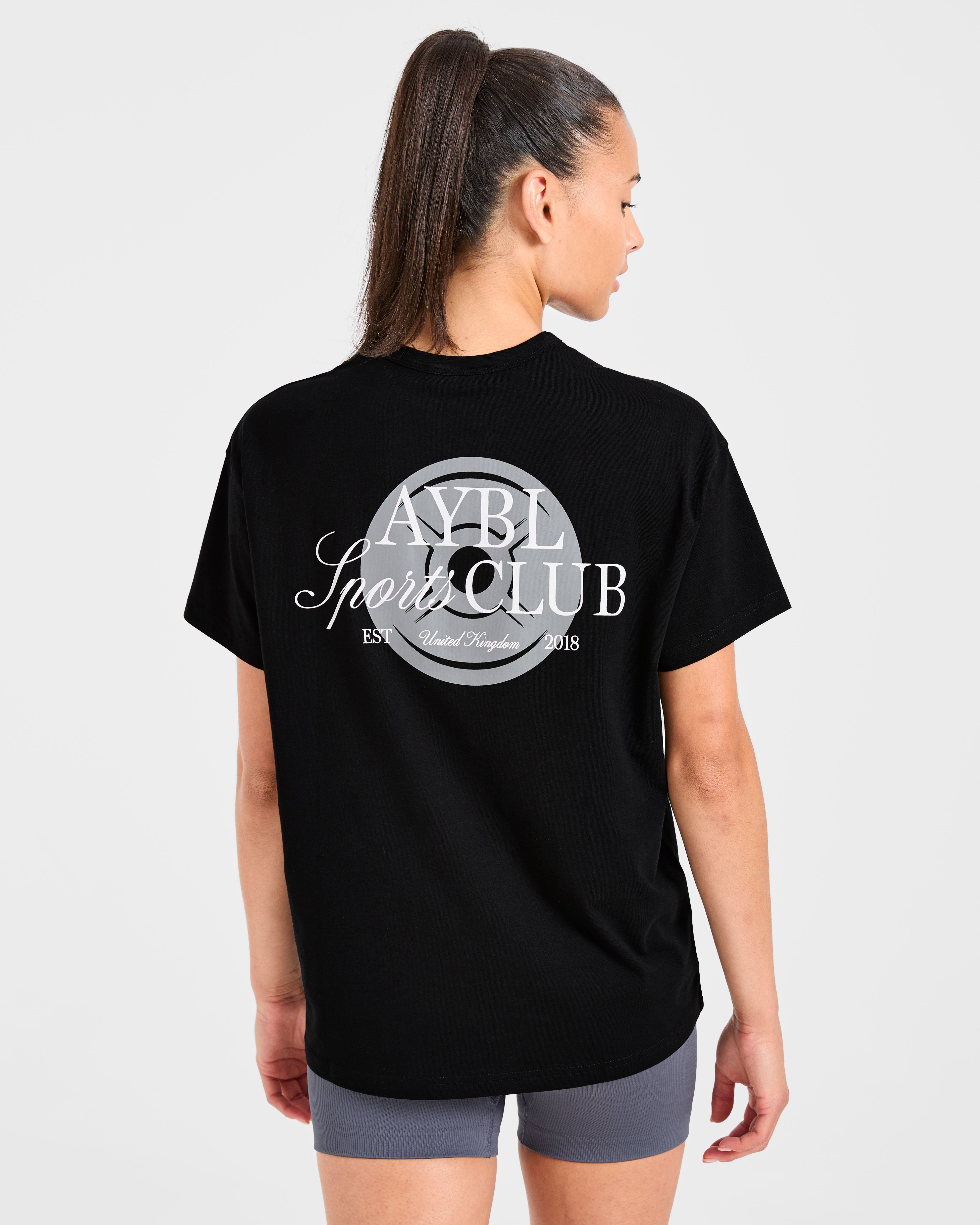 Camiseta Oversized con Estilo de Club Deportivo AYBL - Negro