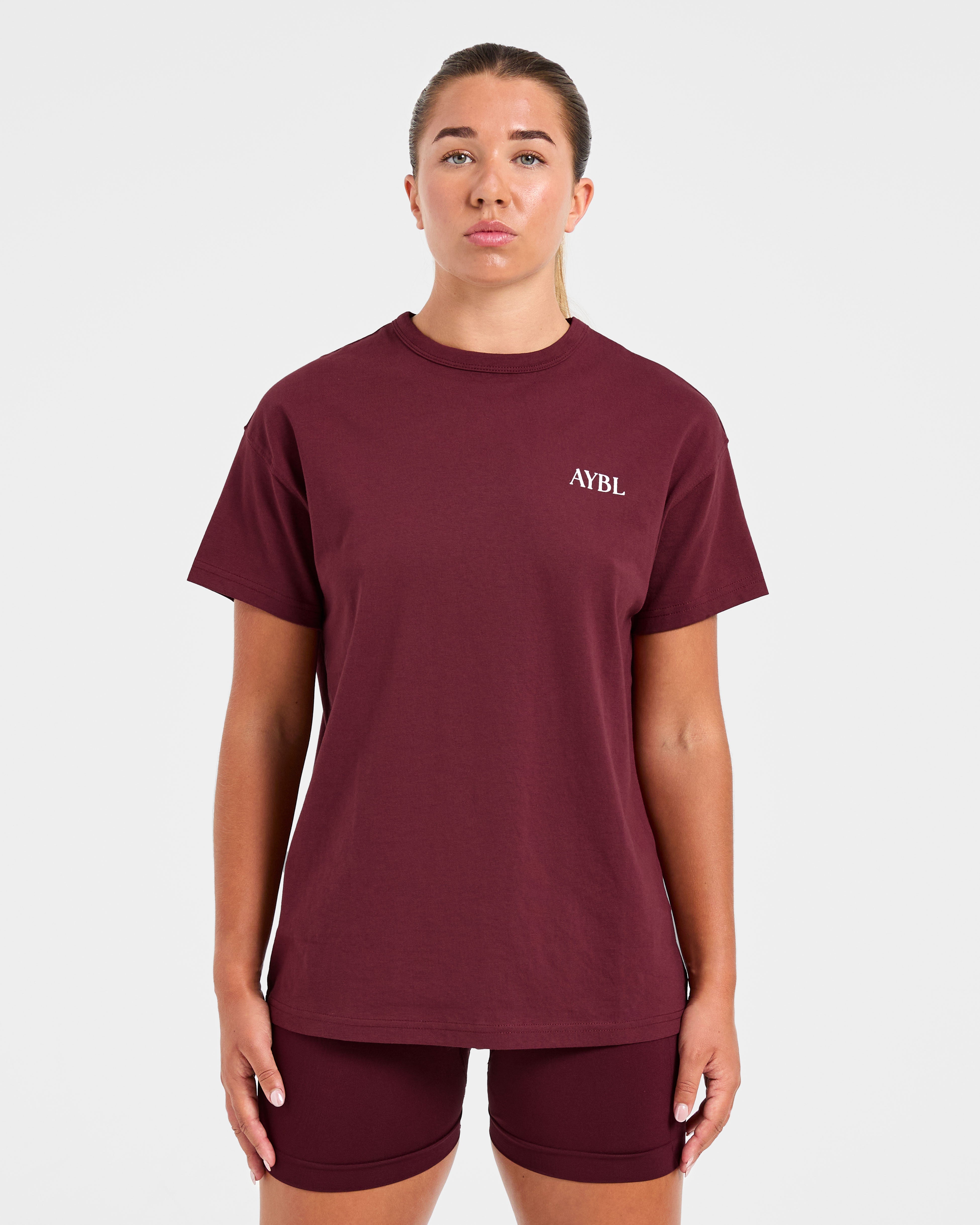 Camiseta Oversized del Club de Atletismo - Rojo Vino/Rosa