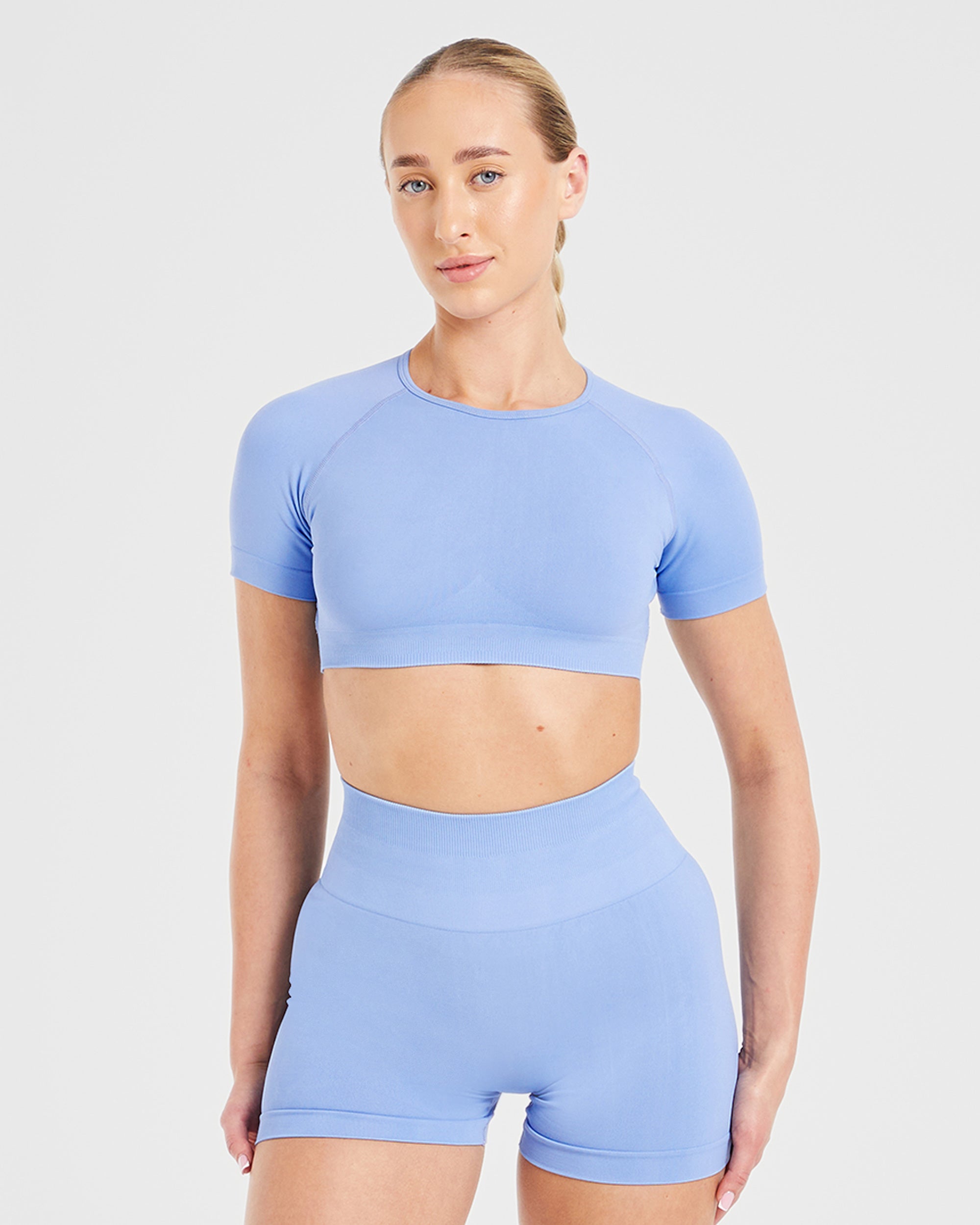 Top Corto Sin Costuras Power - Azul