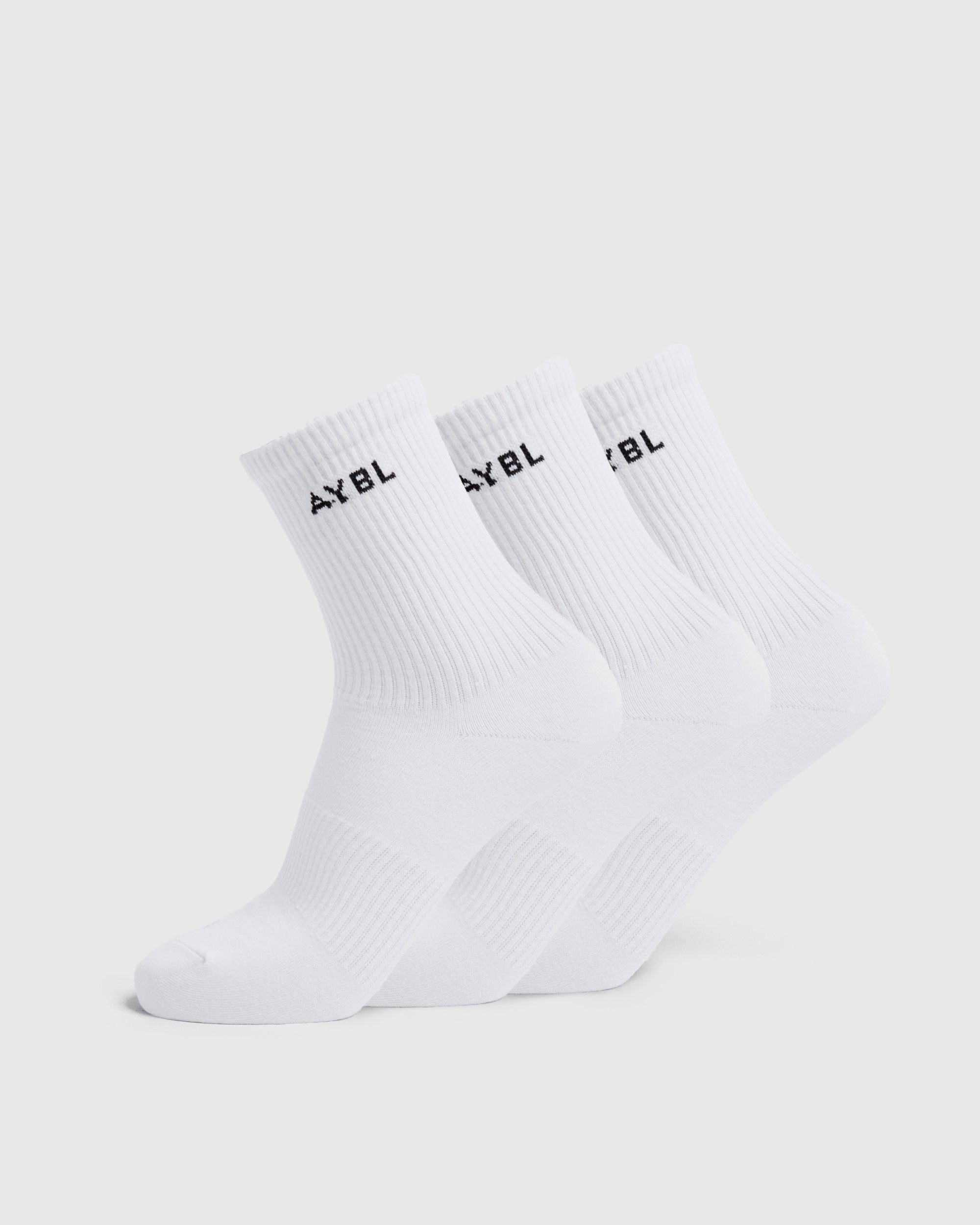 Calcetines de Cuello Diarios (3 Unidades) - Blanco