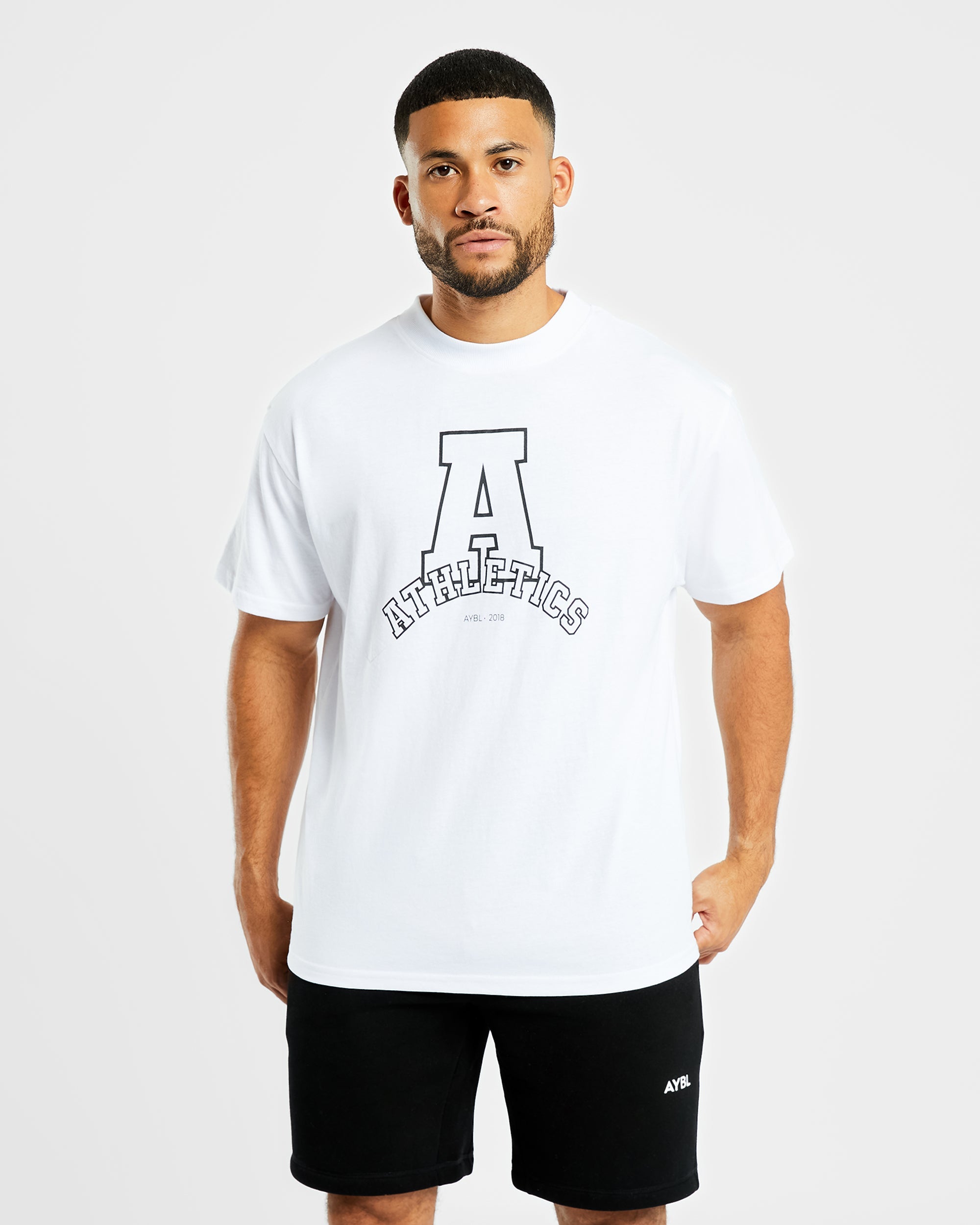 Camiseta Oversized de Varsity de Atletismo - Blanco
