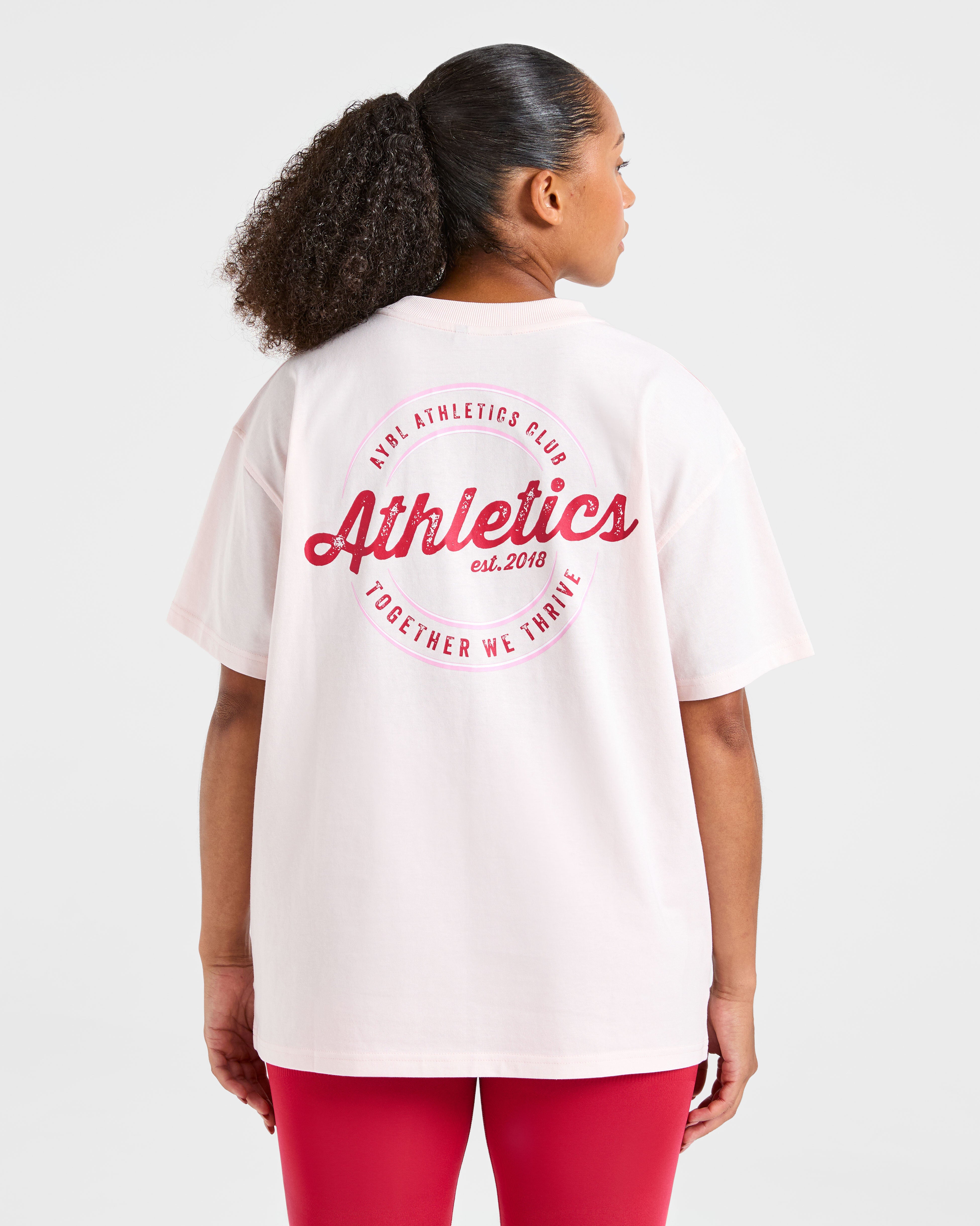 Camiseta Oversized Retro Athletics Club - Rosa