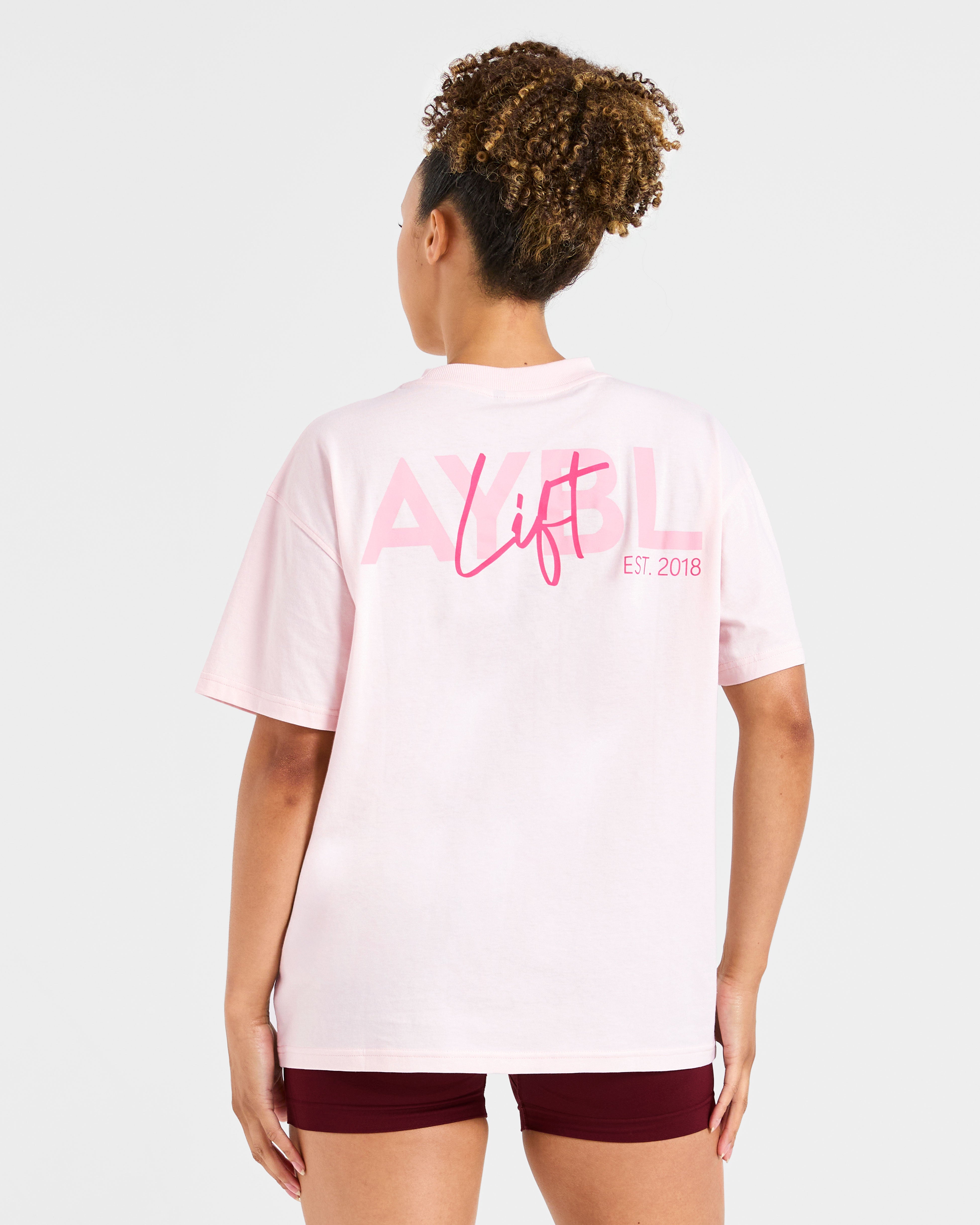 Camiseta Oversized con Estampado Lift - Rosa Bebé