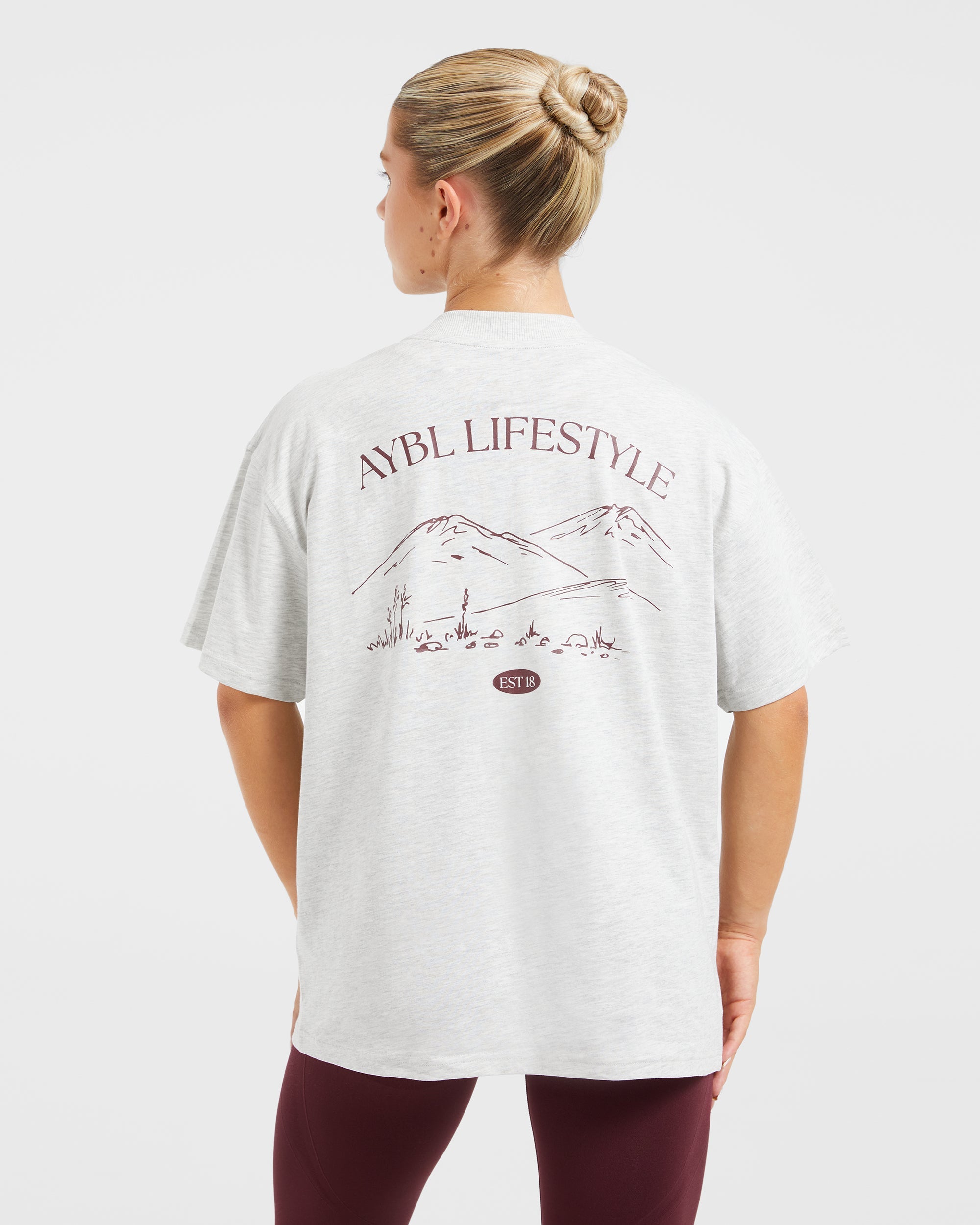 Camiseta Oversized Lifestyle AYBL - Gris Escarcha/Borgoña