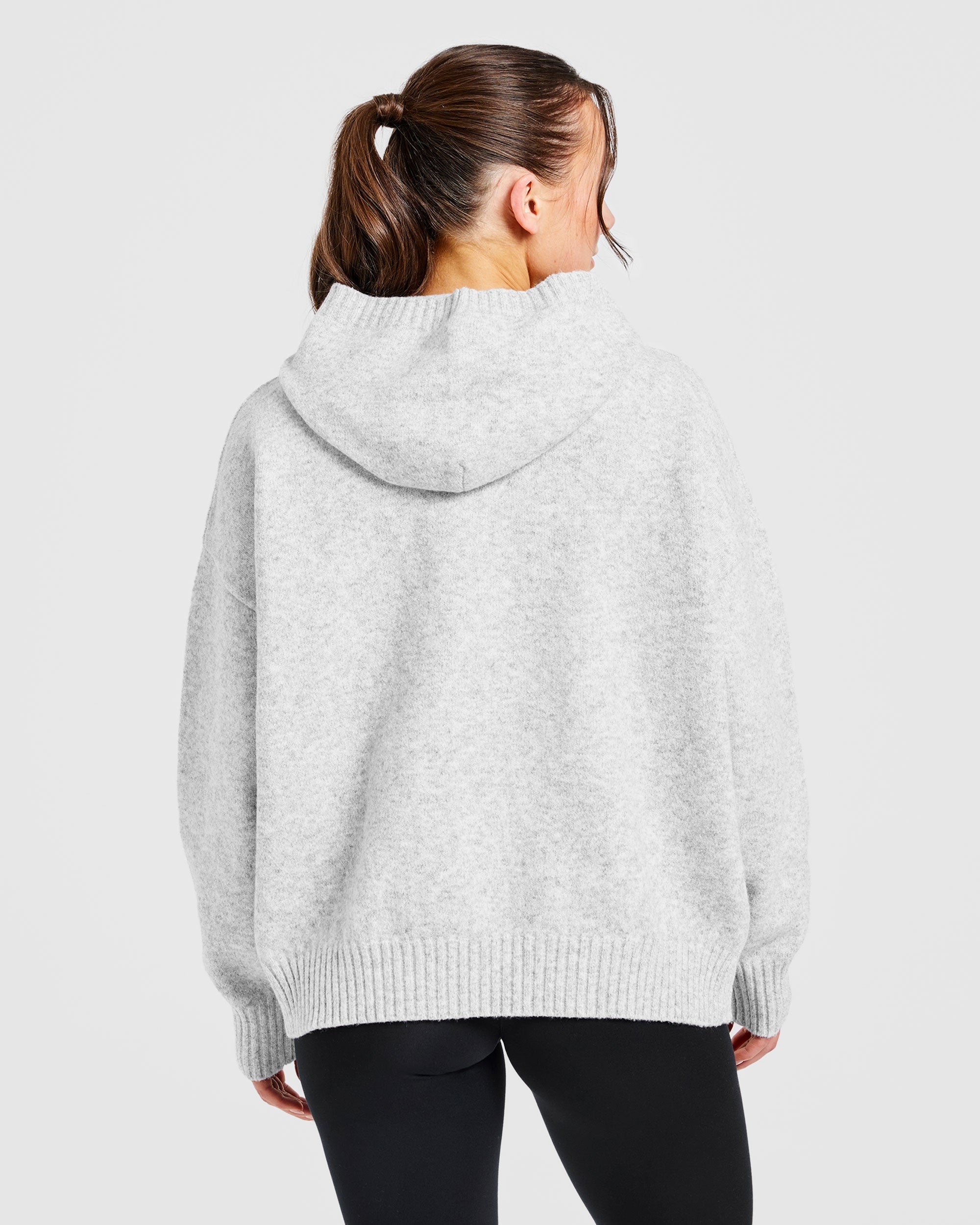 Sudadera Oversized de Punto Varsity - Gris Marfil